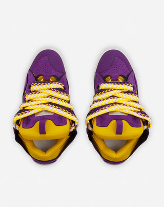 LEATHER CURB SNEAKERS - PURPLE/YELLOW