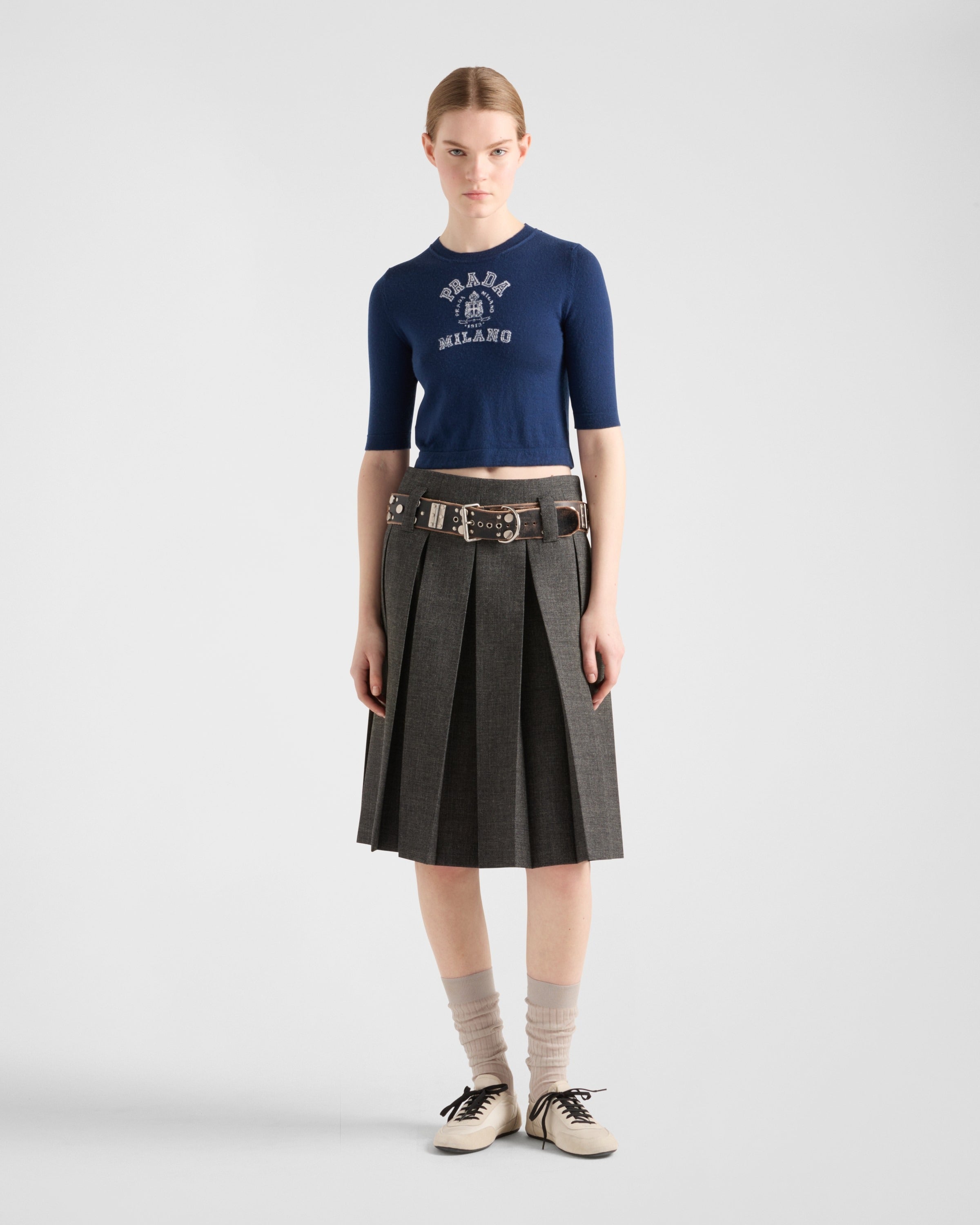 Cashmere intarsia sweater Navy