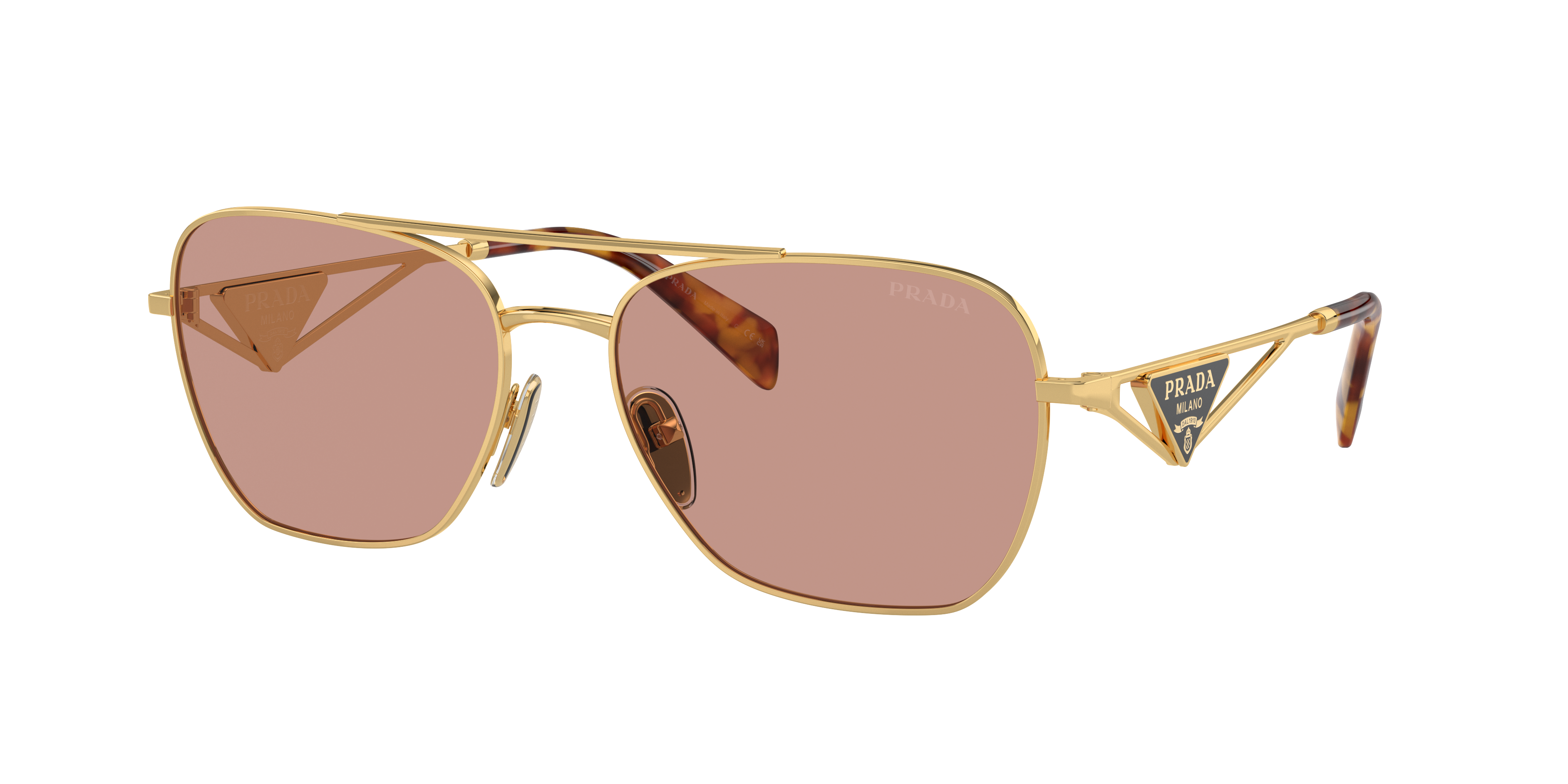 PRADA PR A50S Gold - Women Luxury Sunglasses, Dark Violet Lens