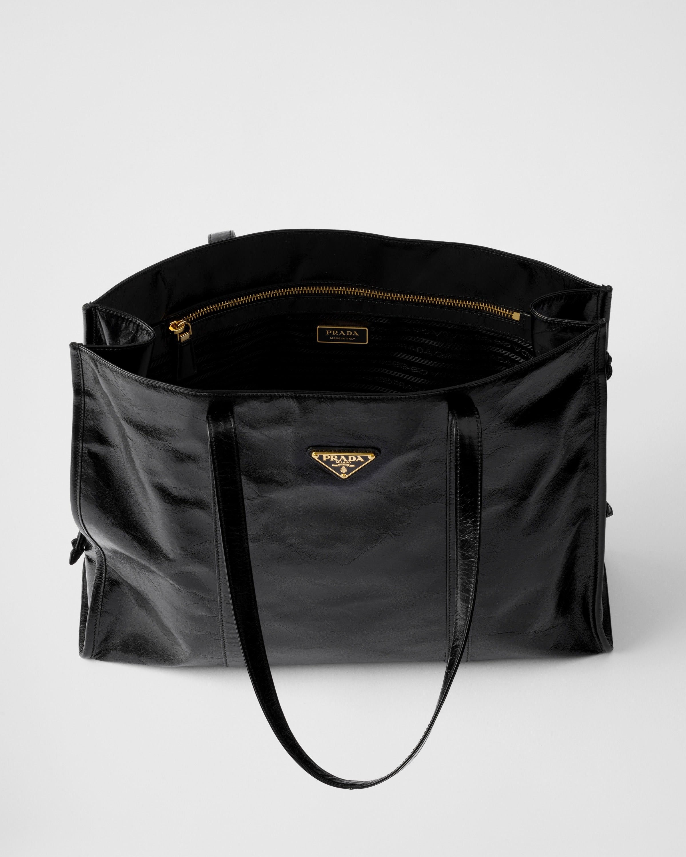 Large leather tote bag Black