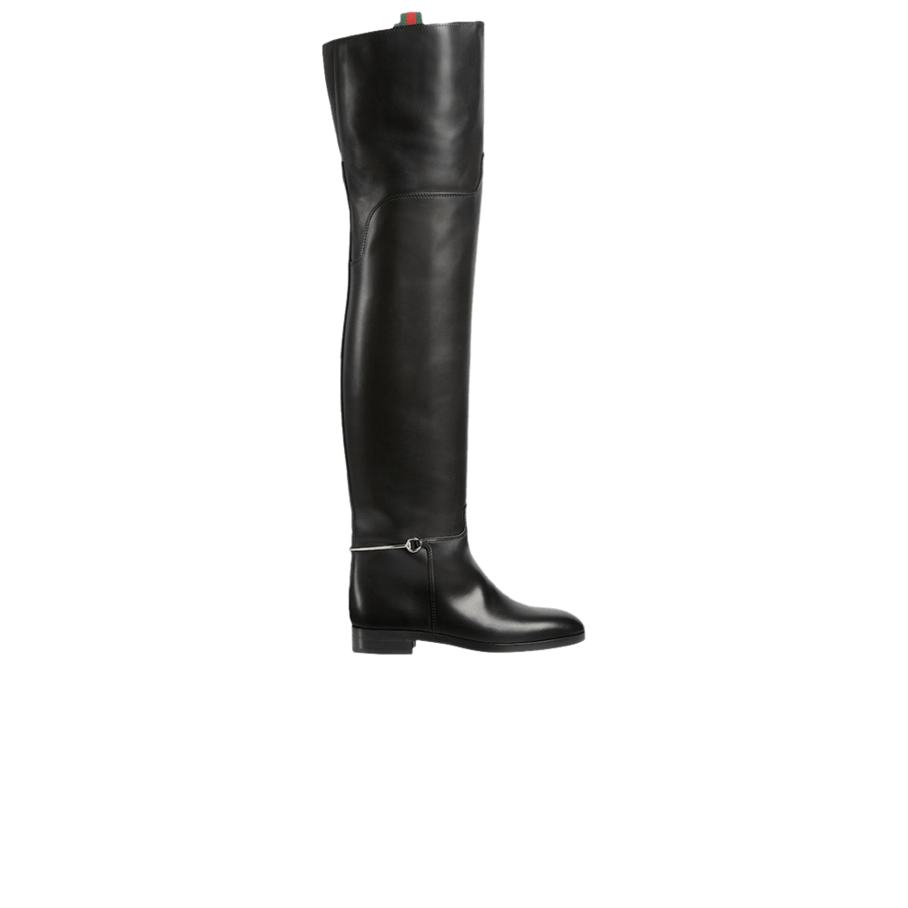 Gucci Wmns Slim Horsebit Knee-High Boot 'Black'