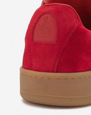 LANVIN X FUTURE HYPER CURB SNEAKERS IN LEATHER AND SUEDE FOR MEN - POPPY RED/ORANGE