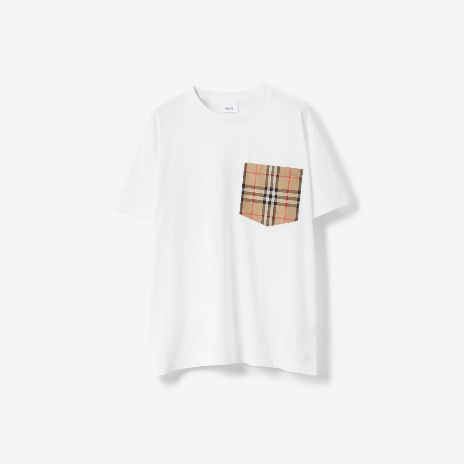 Check Pocket Cotton T-shirt - White