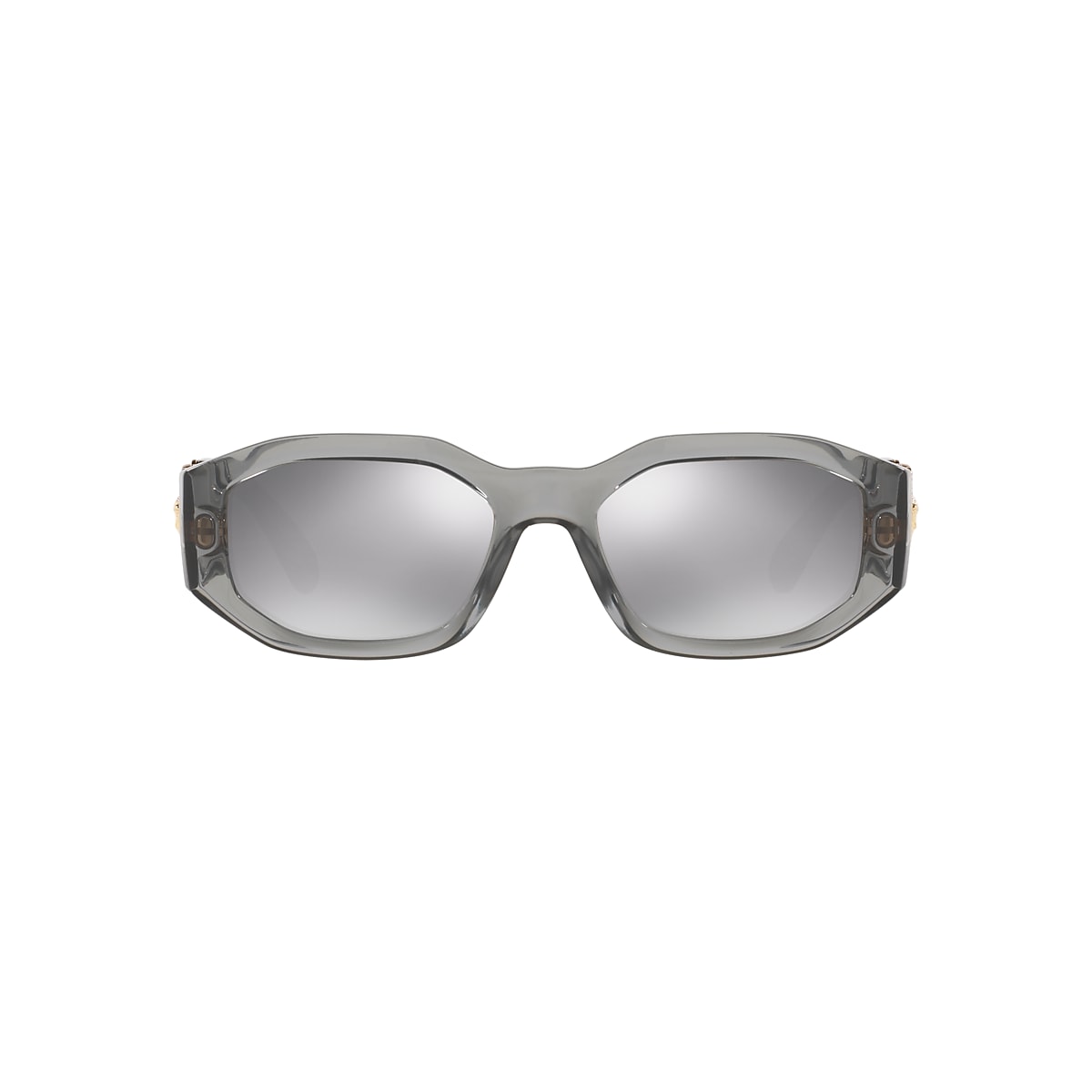 VERSACE VE4361 Biggie Transparent Grey - Men Luxury Sunglasses, Light Grey Mirror Silver Lens