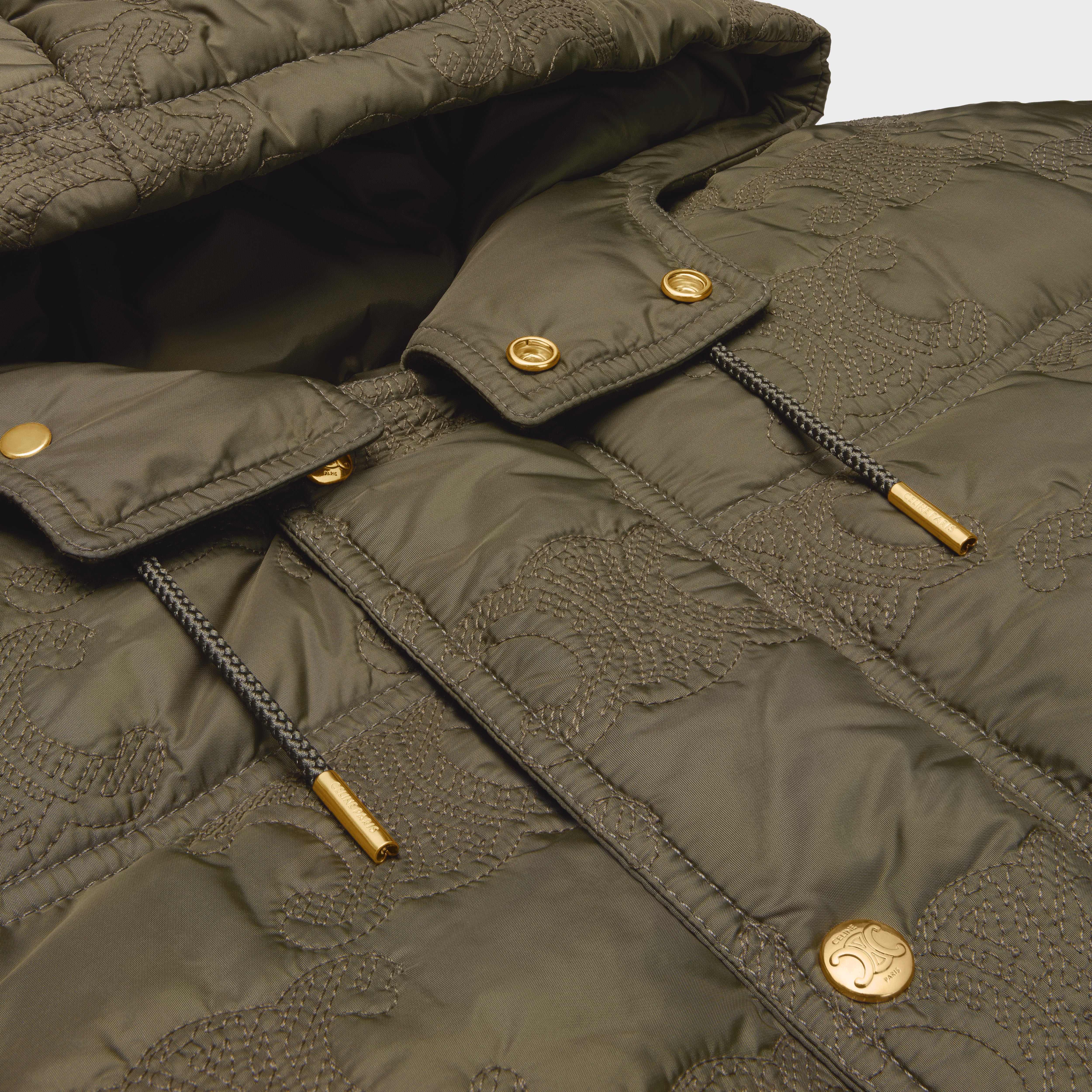 CROPPED TRIOMPHE DOWN JACKET IN LIGHTWEIGHT NYLON - KAKI