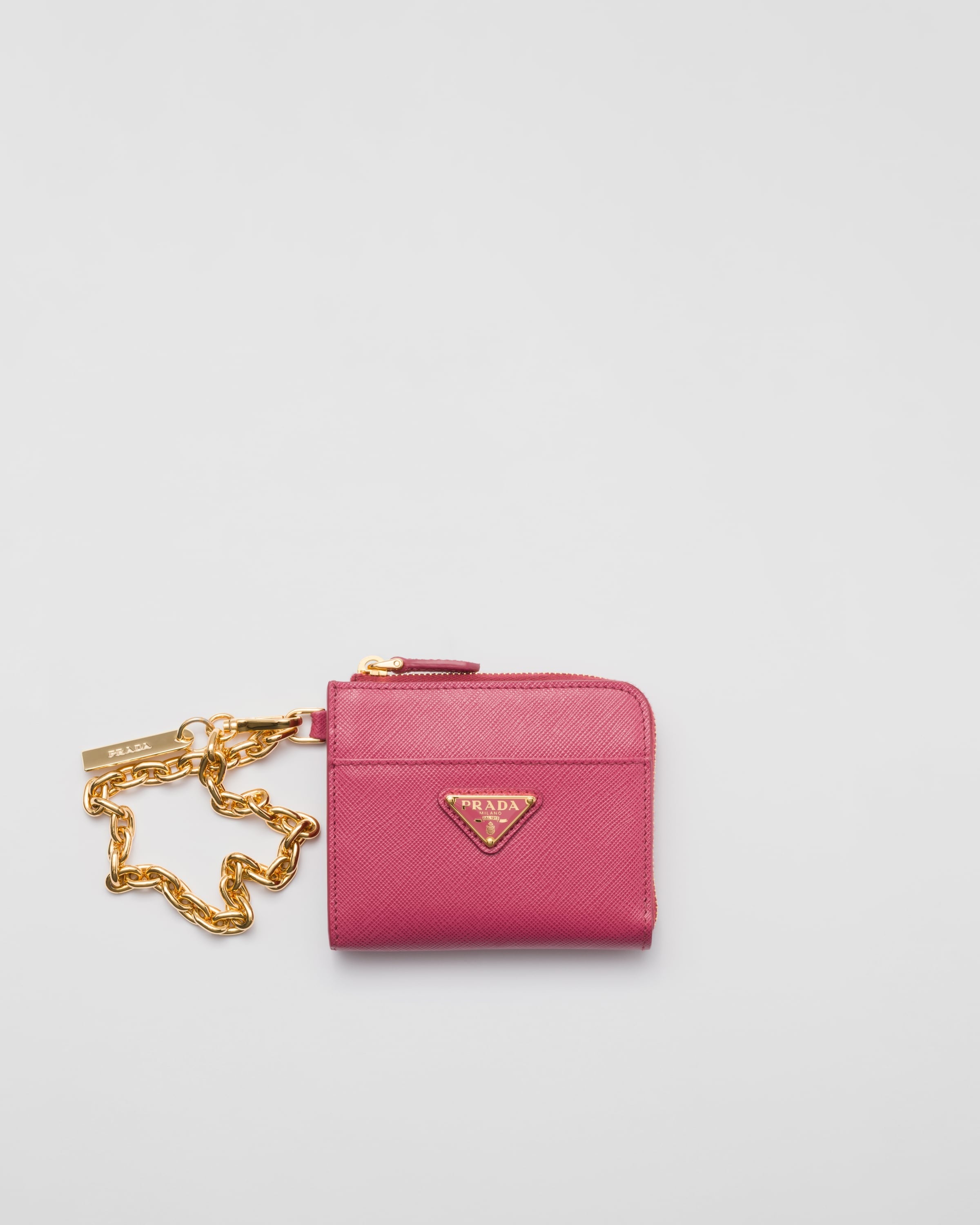 Small Saffiano leather zipper wallet Bruyere Pink