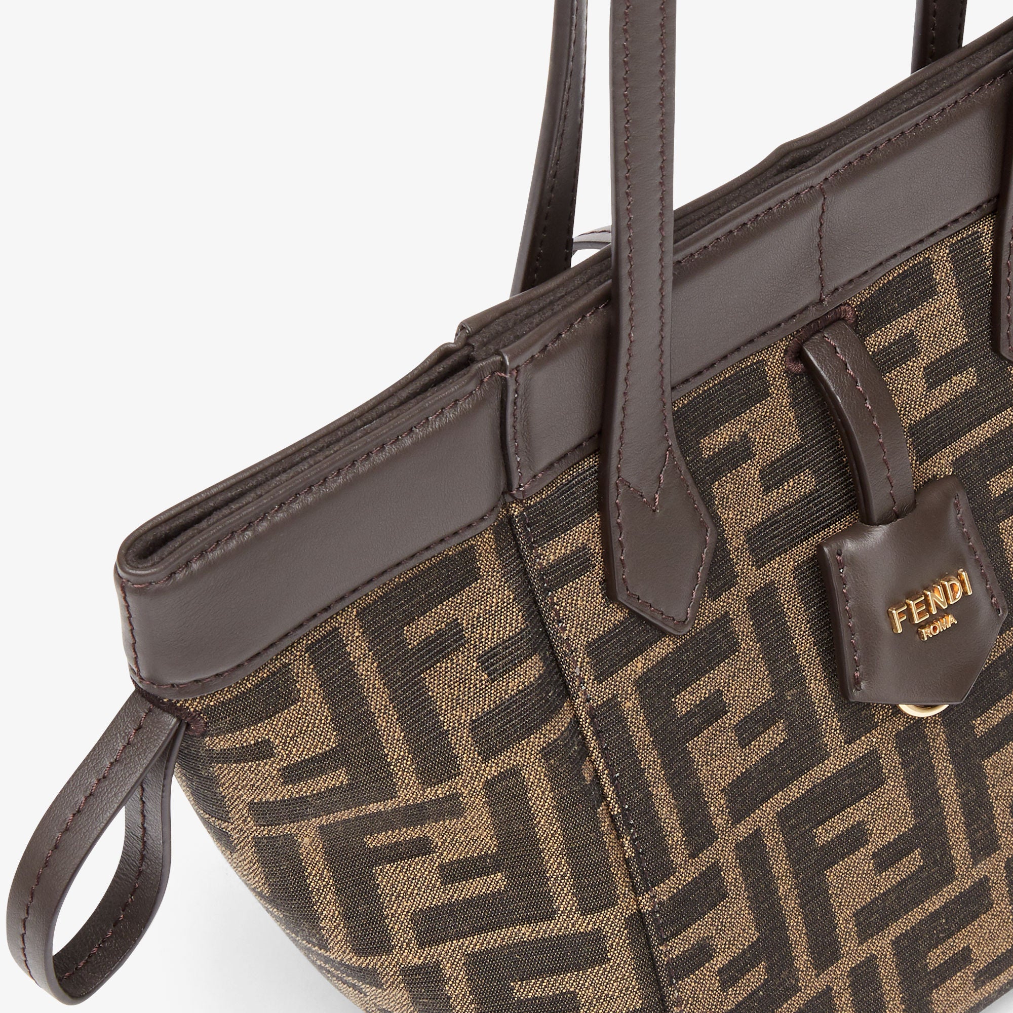 Fendi Origami Mini Brown FF jacquard fabric mini bag that can be transformed