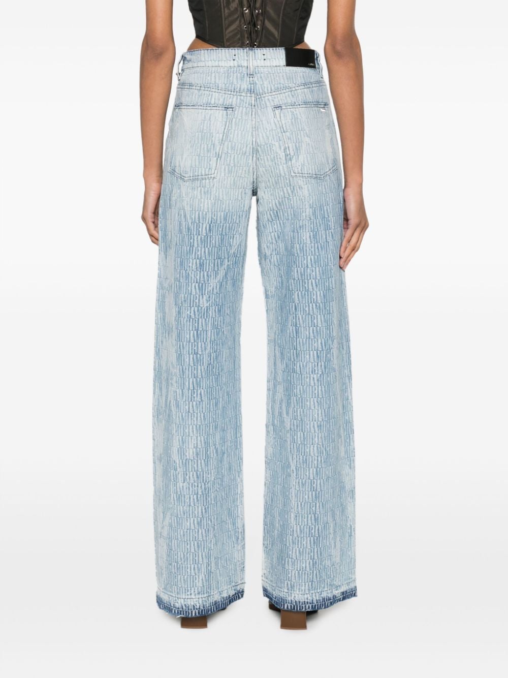 Logo-jacquard wide-leg jeans