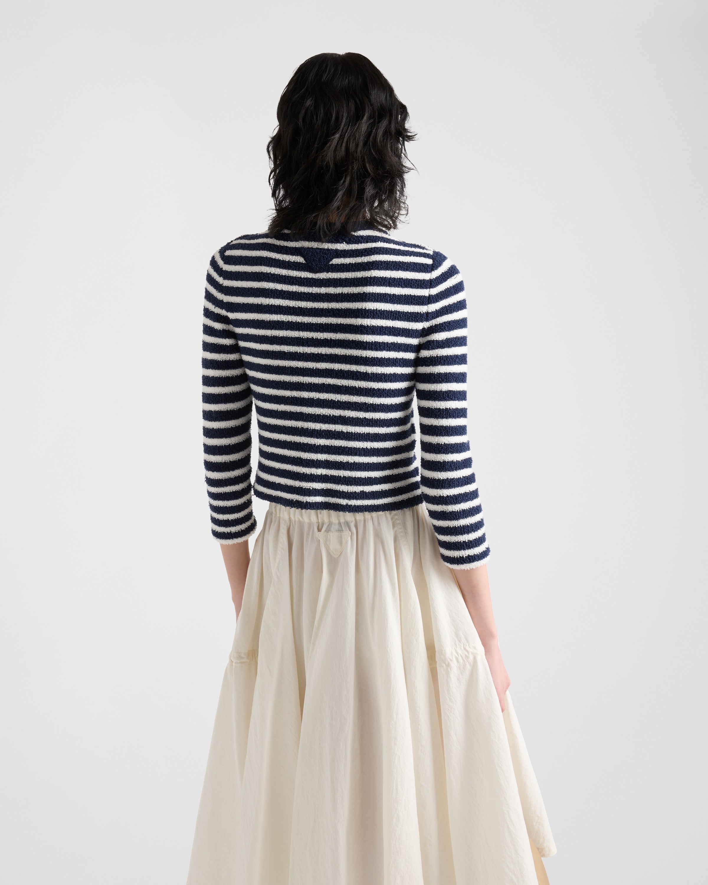 Cotton bouclé cardigan Navy Blue/Natural