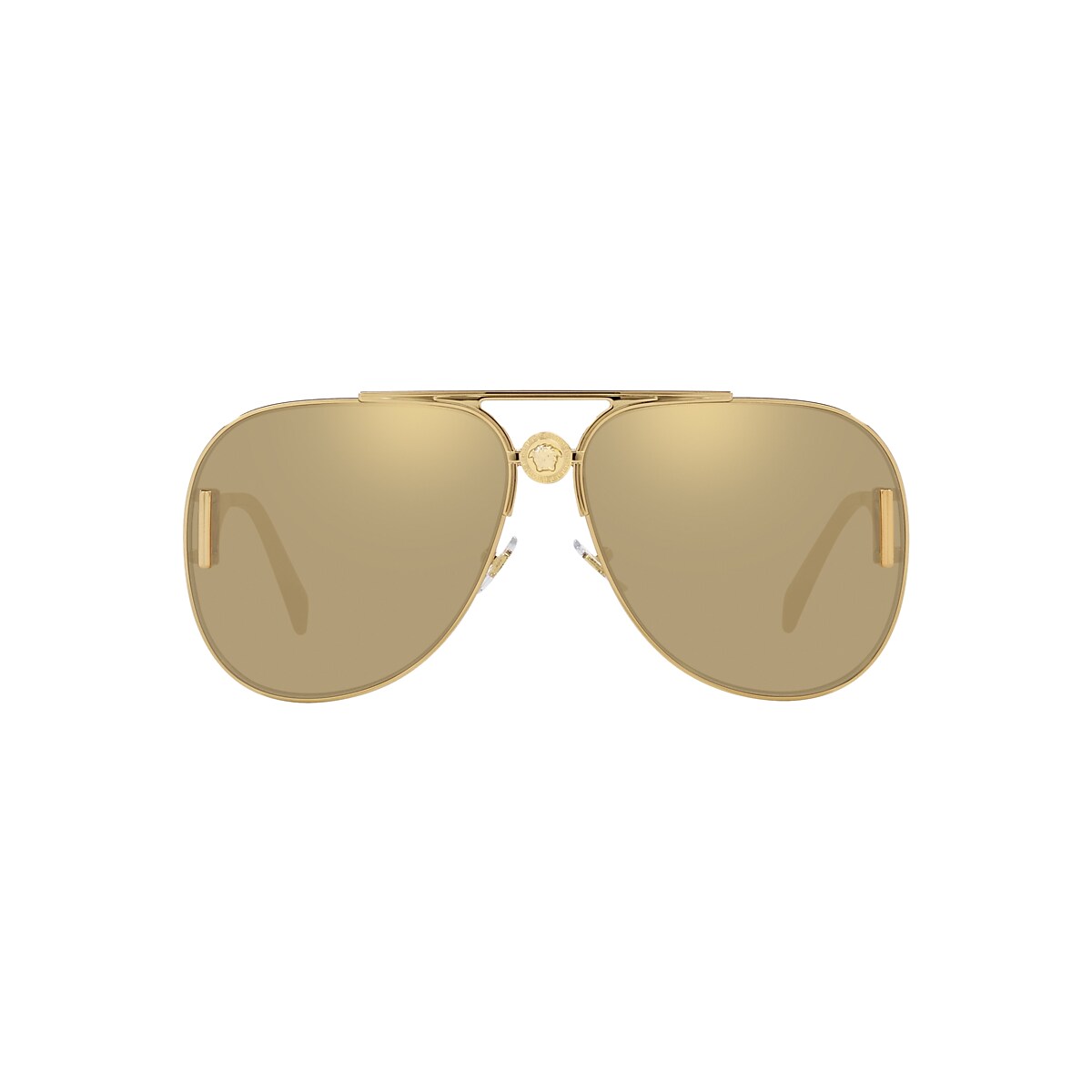 VERSACE VE2255 Gold - Unisex Luxury Sunglasses, Clear Mirror Real Yellow Gold Lens