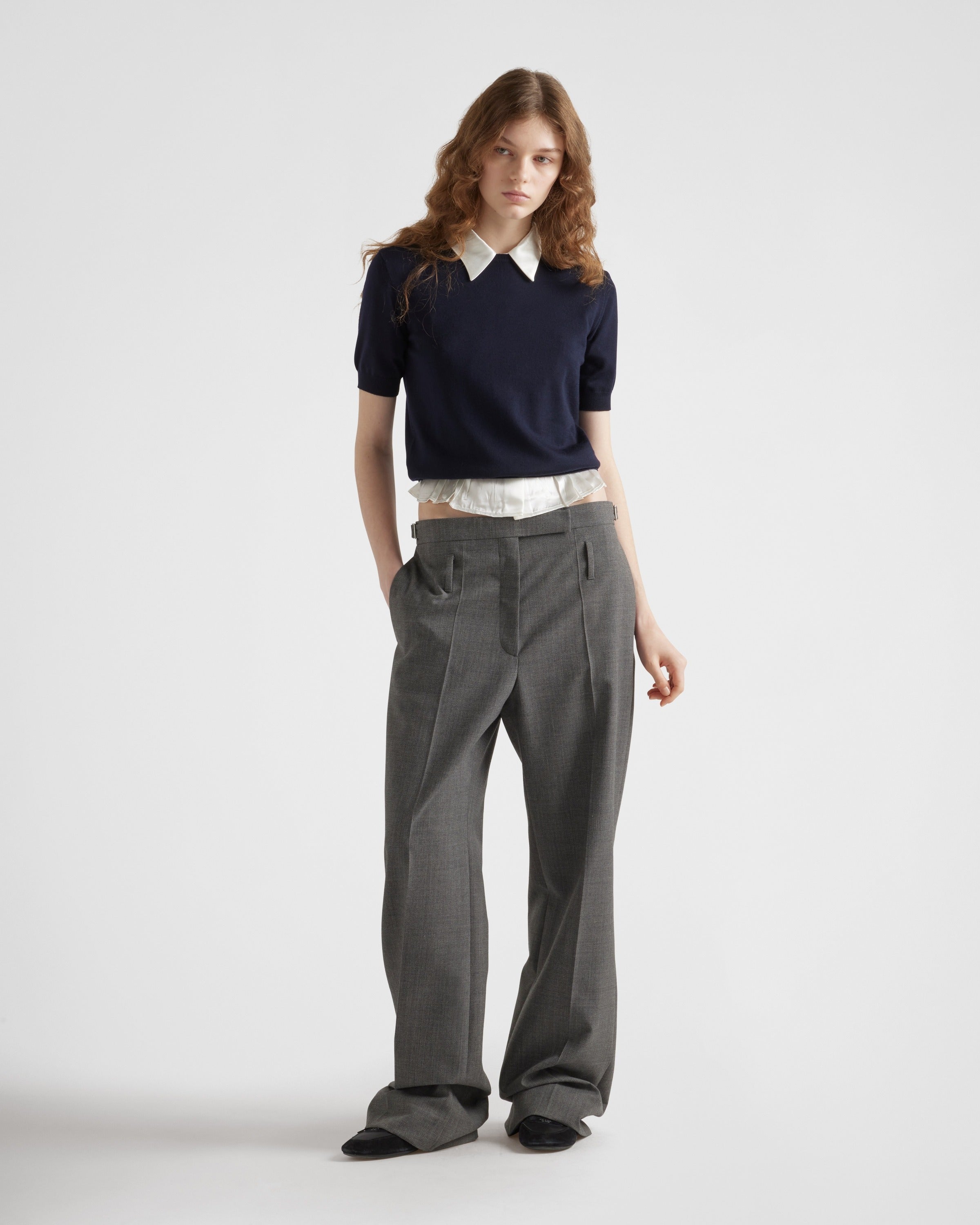 Wool crew-neck sweater Navy