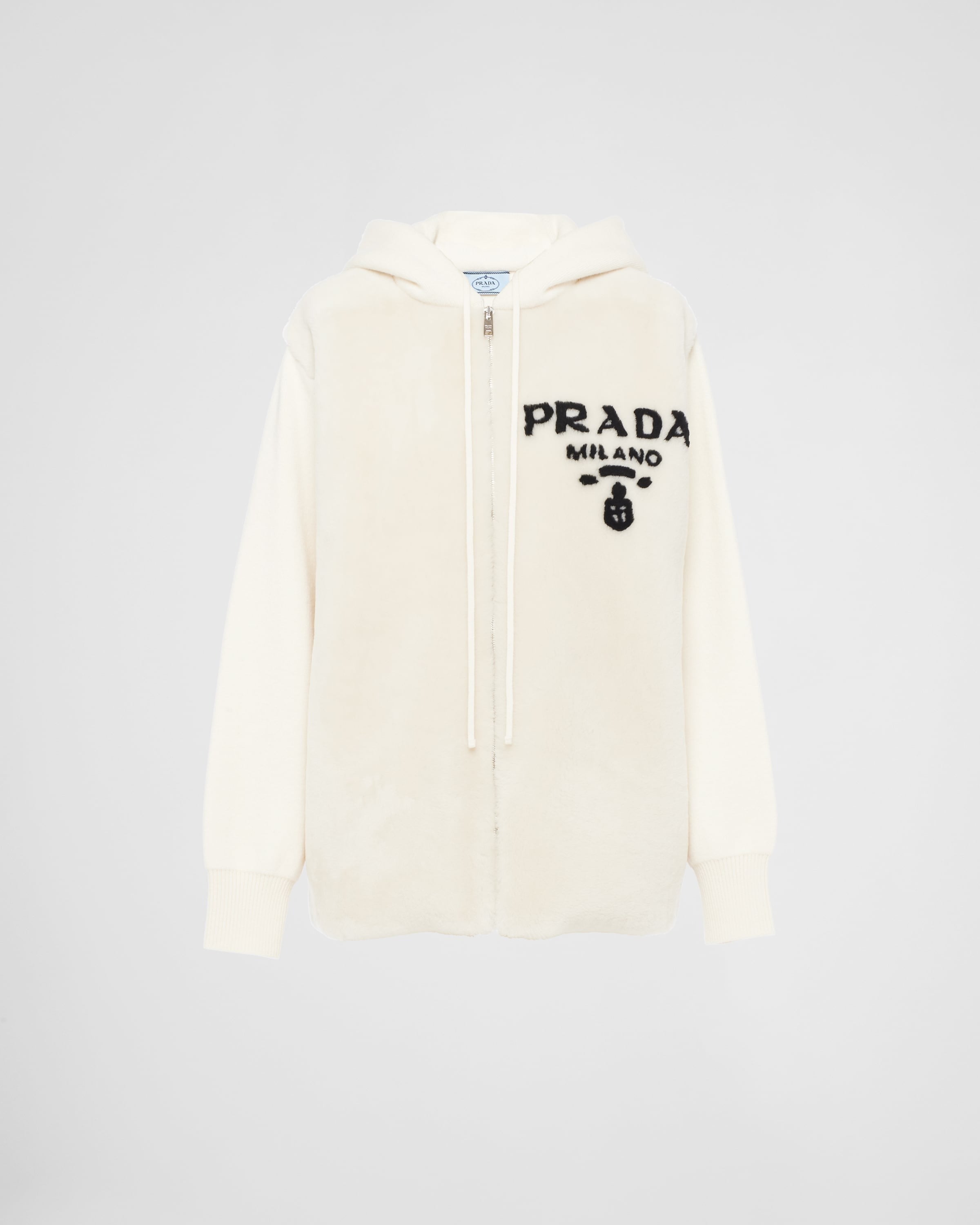 Oversized cashmere and shearling sweatshirt Chalk White