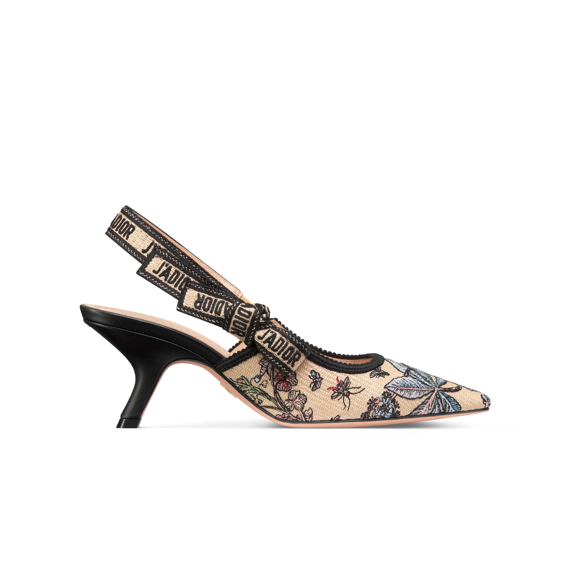 J'Adior Slingback Pump - Natural Raffia Embroidered with Multicolor Dior Cabinet de Curiosités Motif