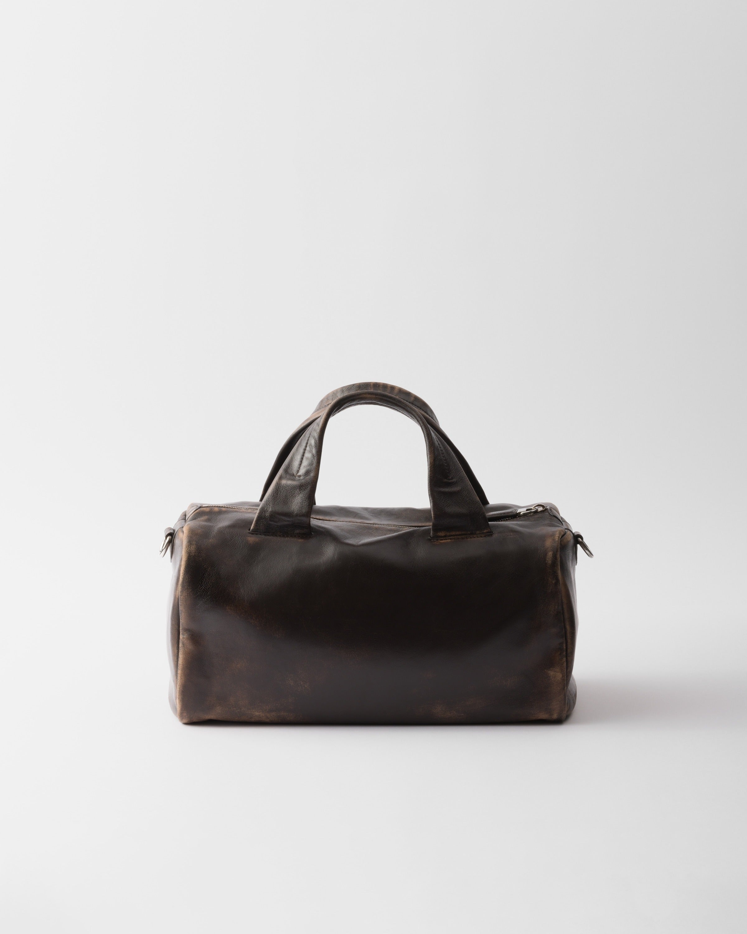 Small nappa leather duffle bag Dark Brown