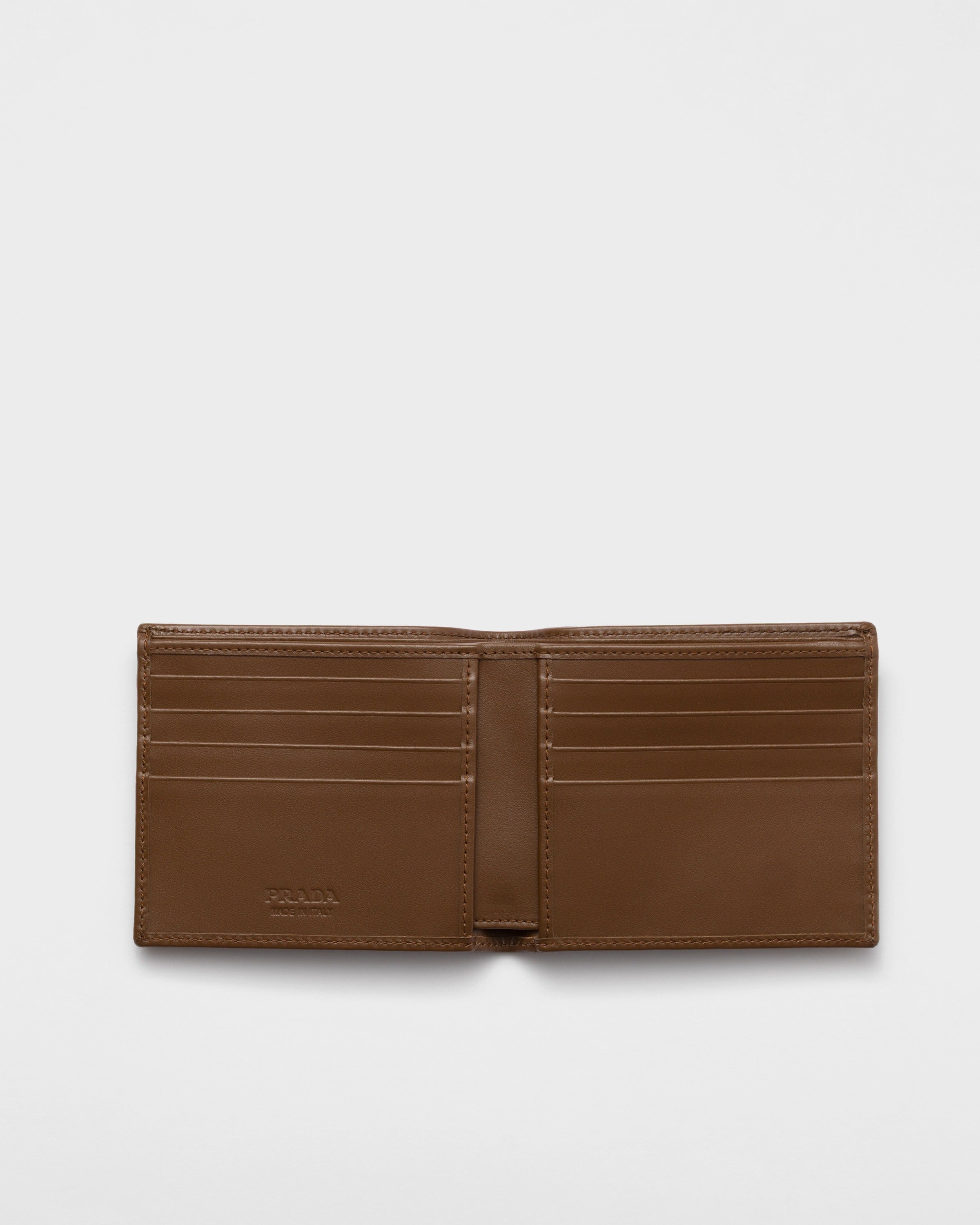 Re-Nylon and leather wallet Musk Green/Cocoa