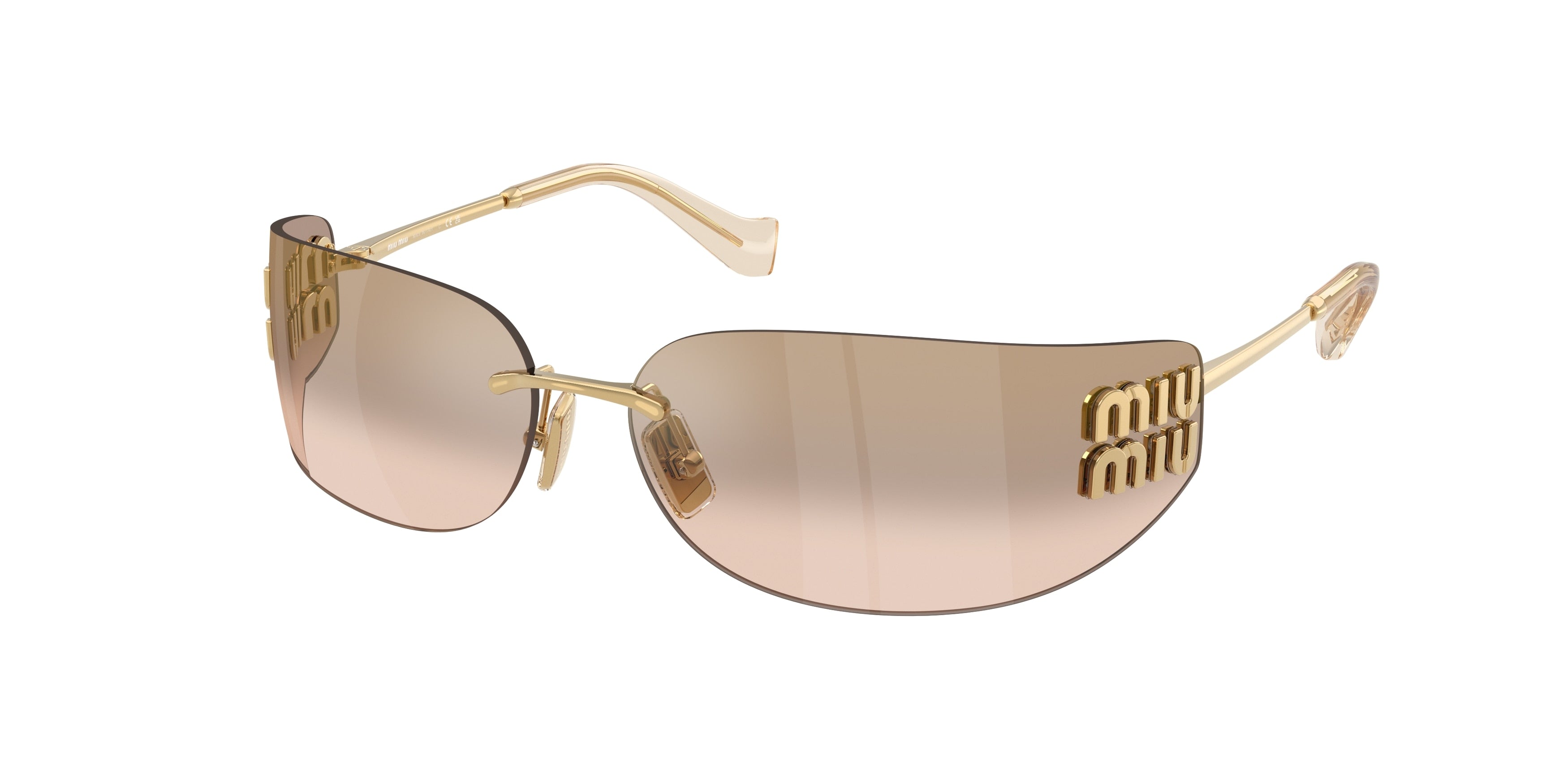 MIU MIU MU A51S Gold - Women Luxury Sunglasses, Browm Lens