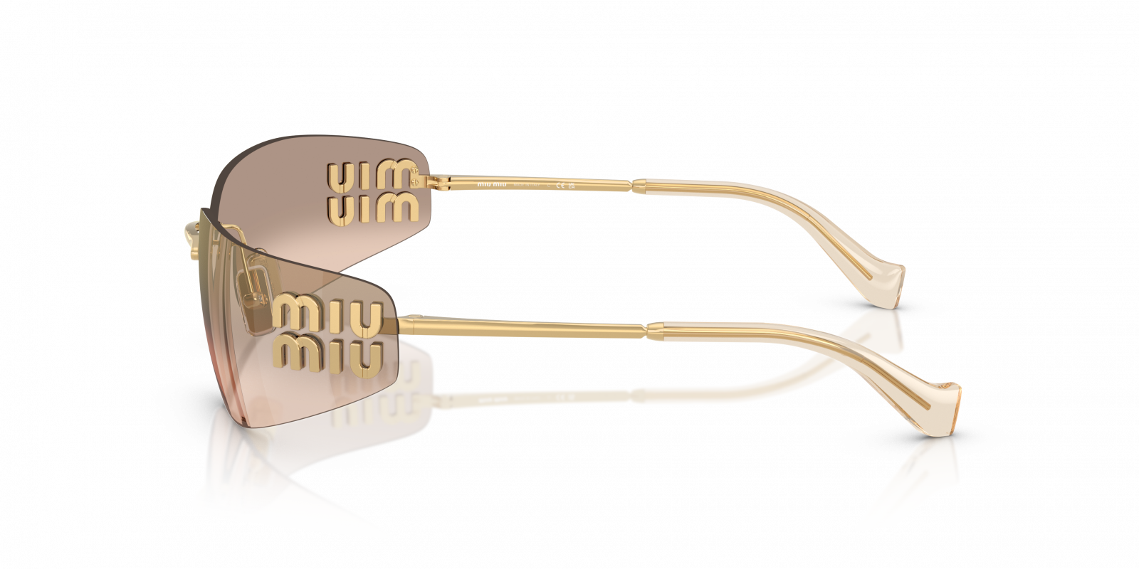 MIU MIU MU A51S Gold - Women Luxury Sunglasses, Browm Lens
