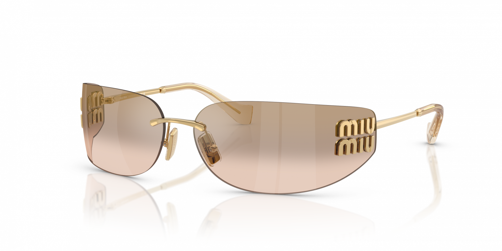 MIU MIU MU A51S Gold - Women Luxury Sunglasses, Browm Lens