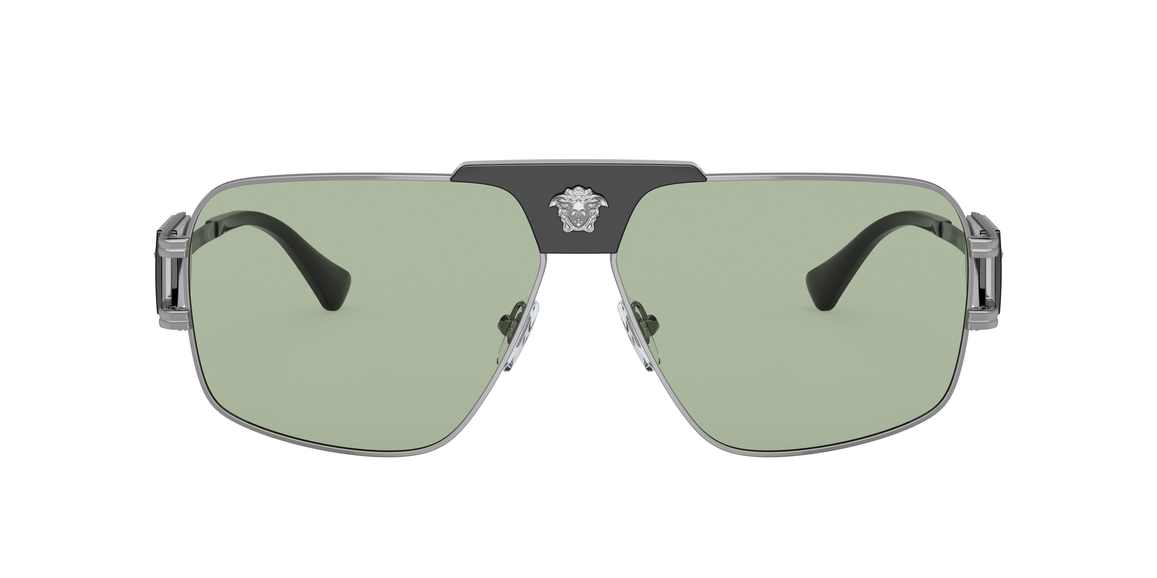 VERSACE VE2251 Gunmetal - Men Luxury Sunglasses, Green Lens