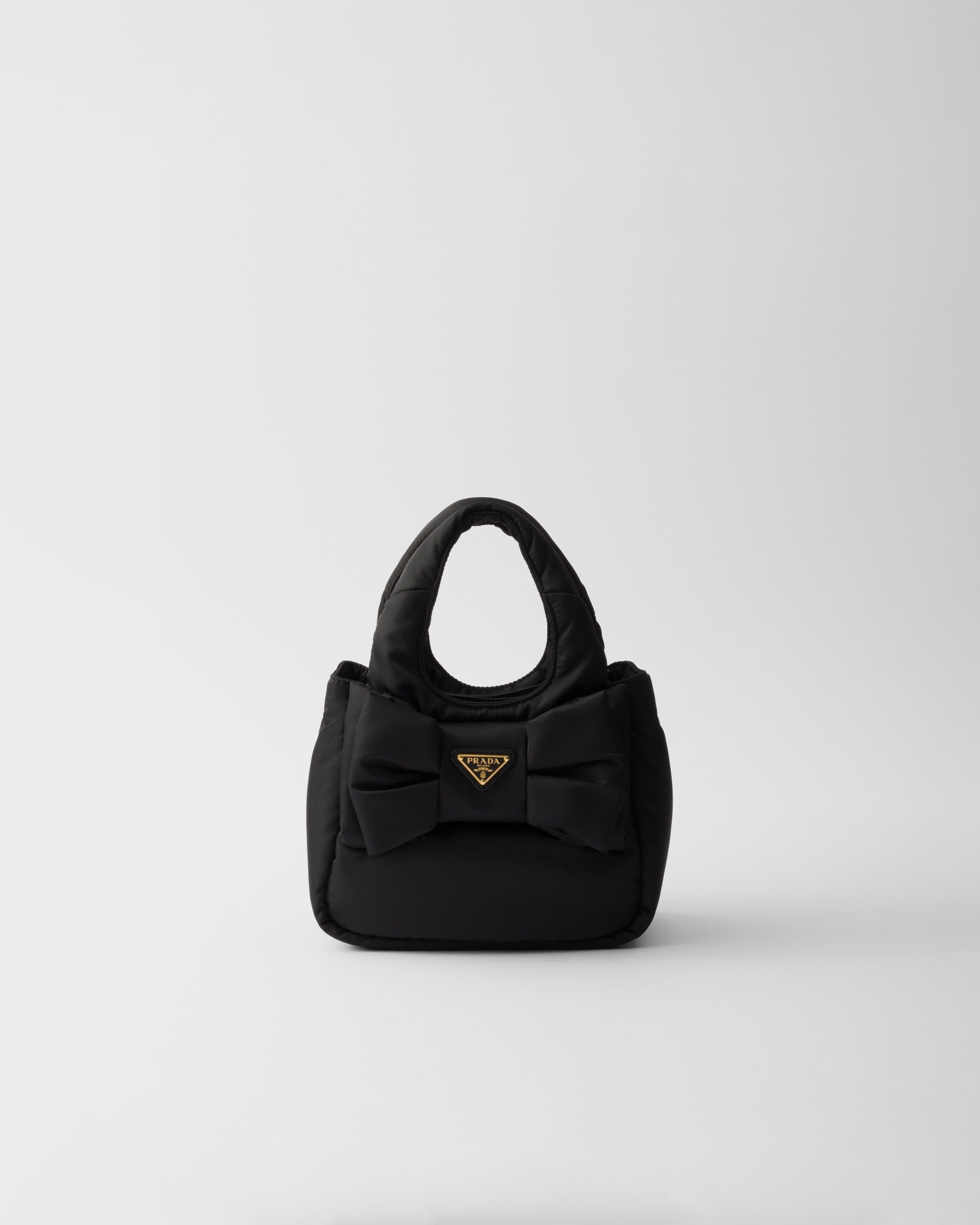 Padded Re-Nylon mini-bag with bow Black