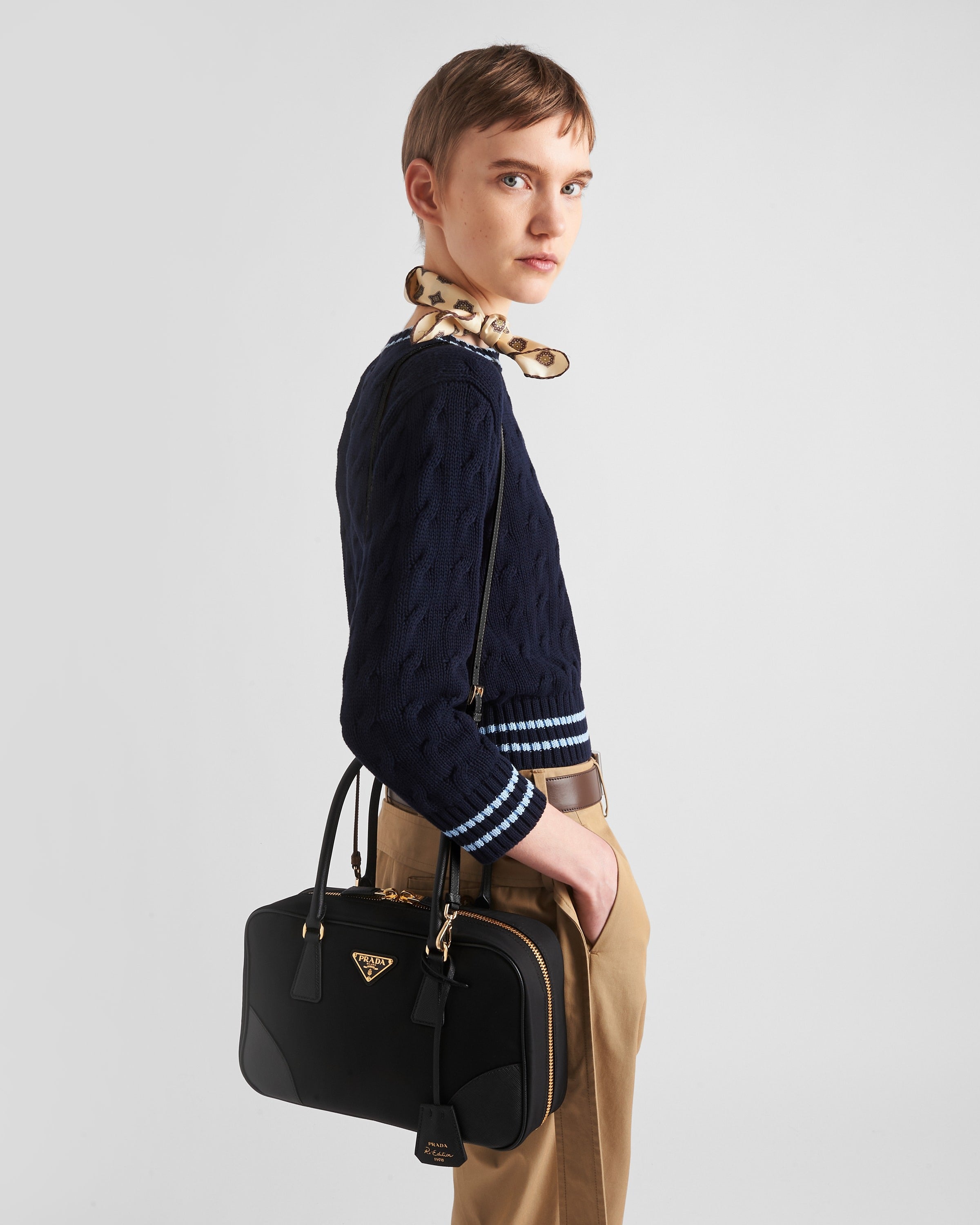 Prada Re-Edition 1978 medium Re-Nylon and Saffiano leather two-handle bag Black