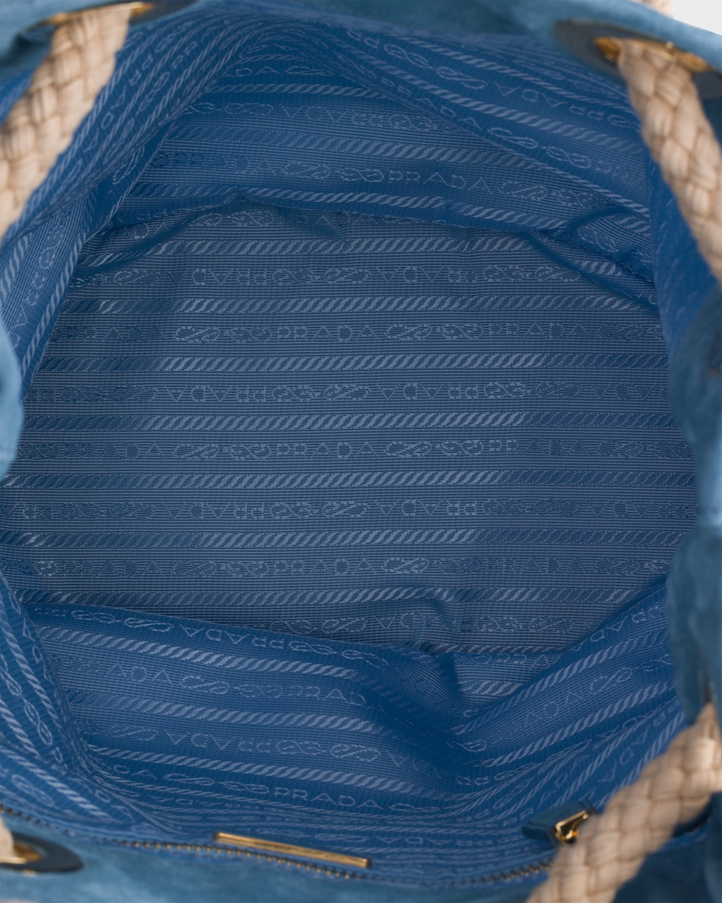 Small Prada Mariner suede bucket bag Astral Blue