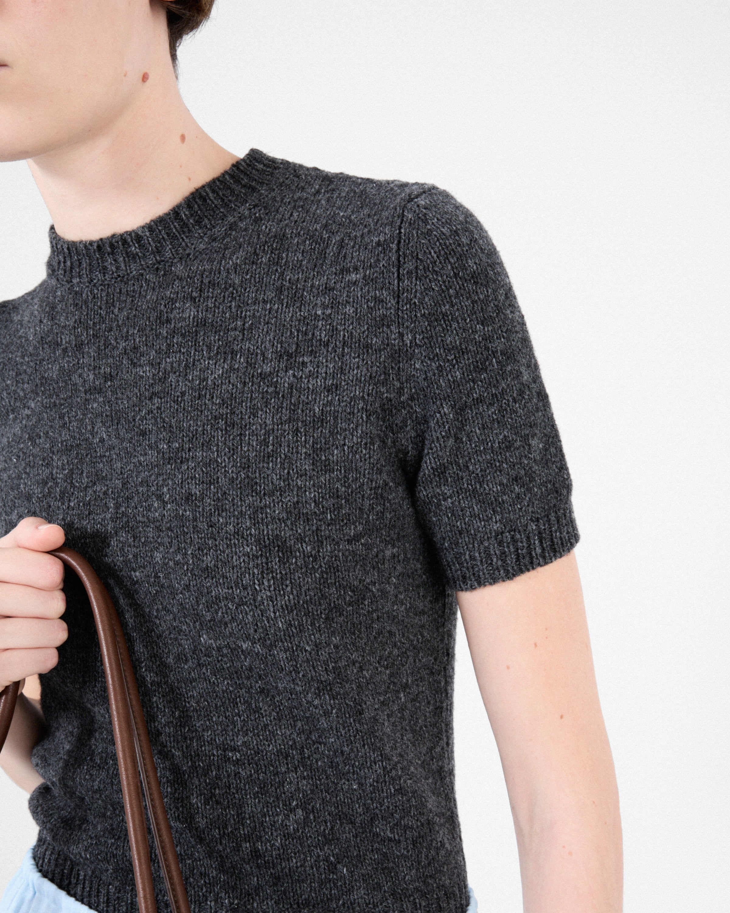 Short-sleeved cashmere sweater Slate Gray