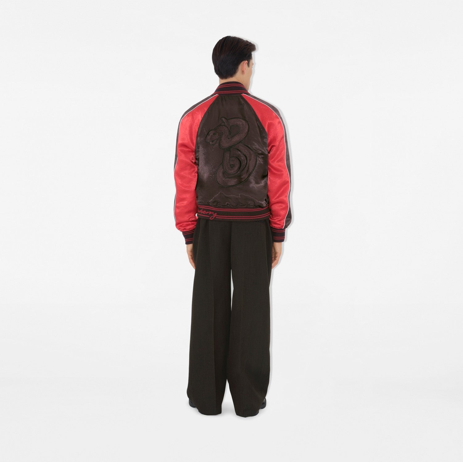 B Snake Satin Bomber Jacket - Peat