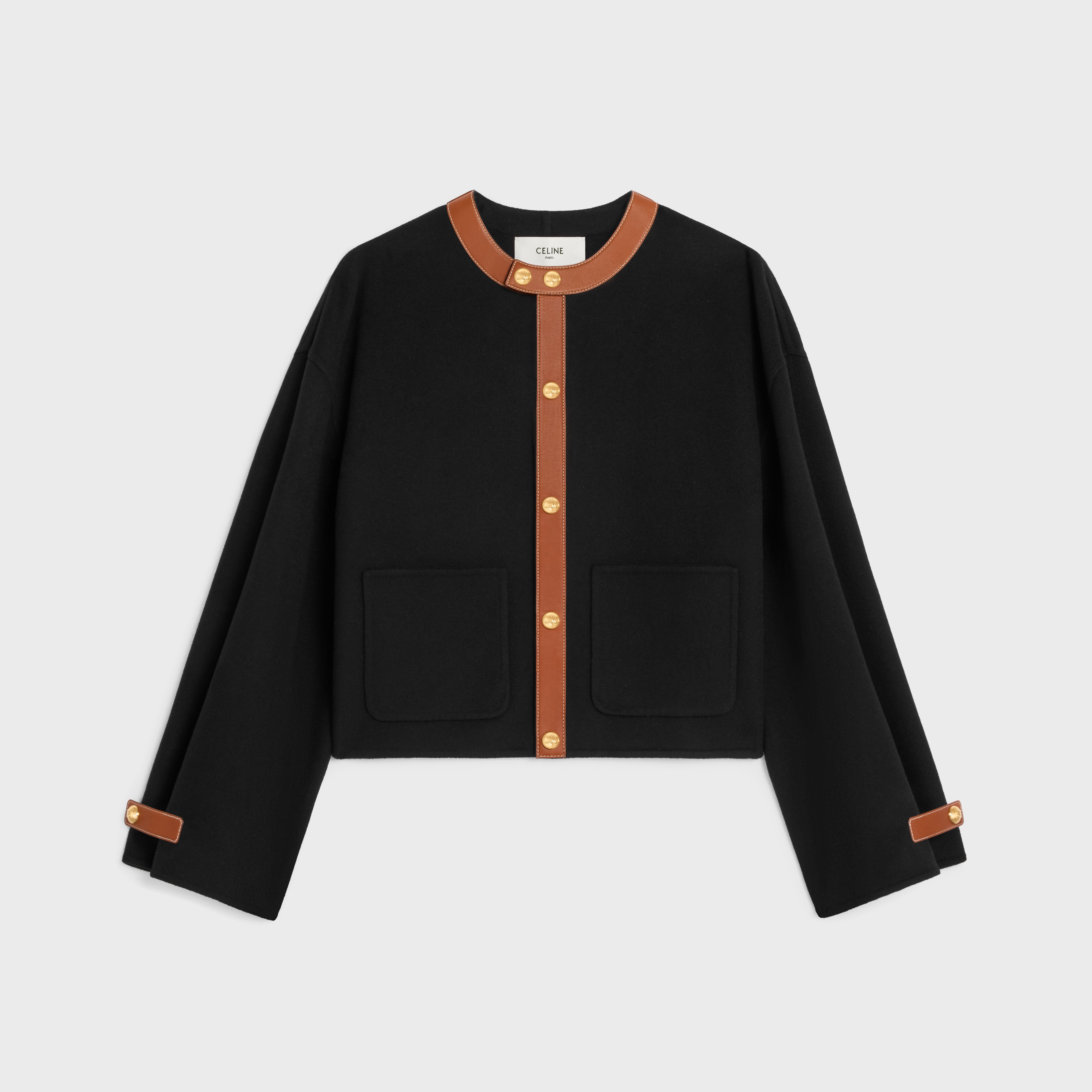 CARDIGAN JACKET IN DOUBLE FACE CASHMERE - BLACK