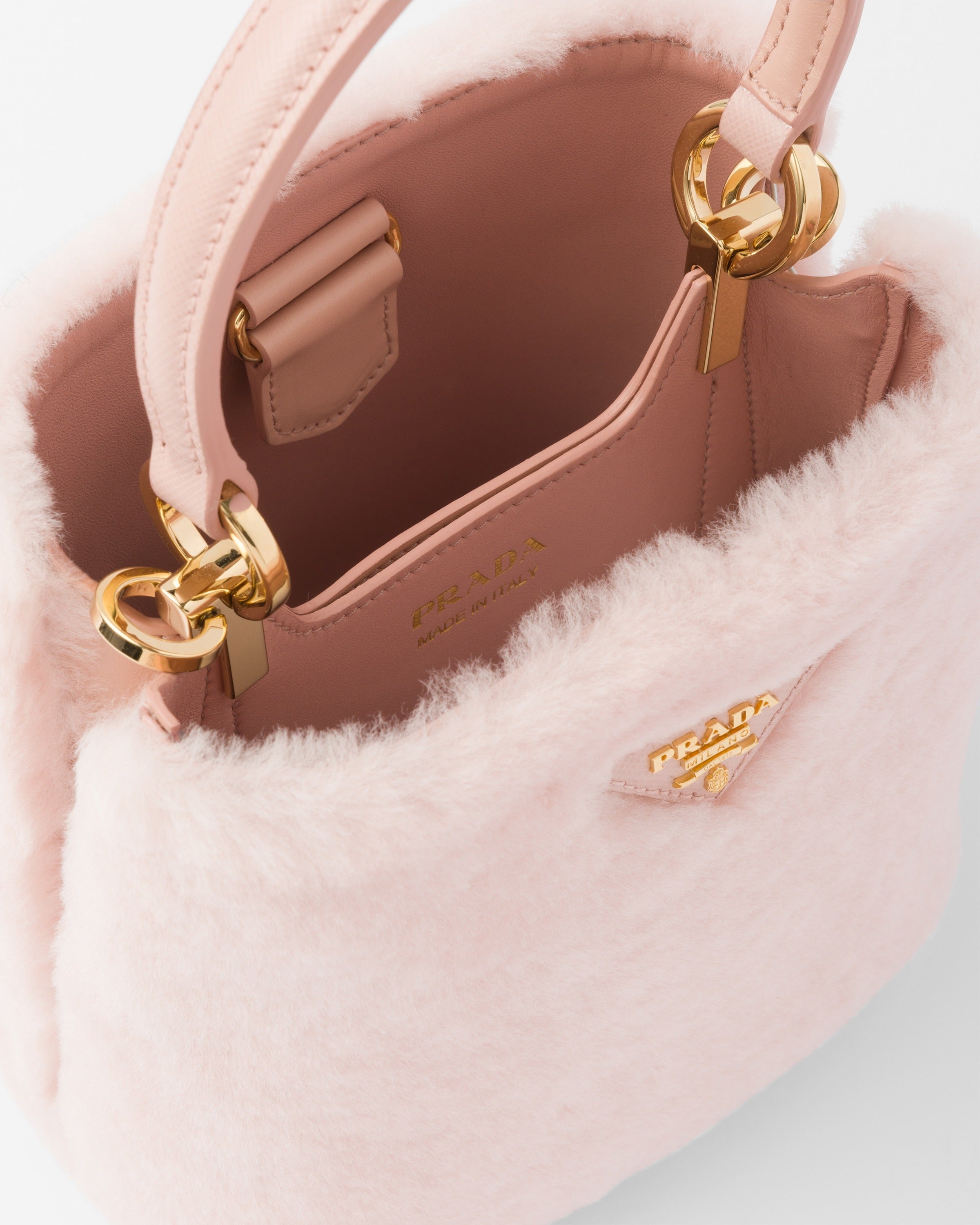 Prada Panier shearling mini-bag Orchid Pink
