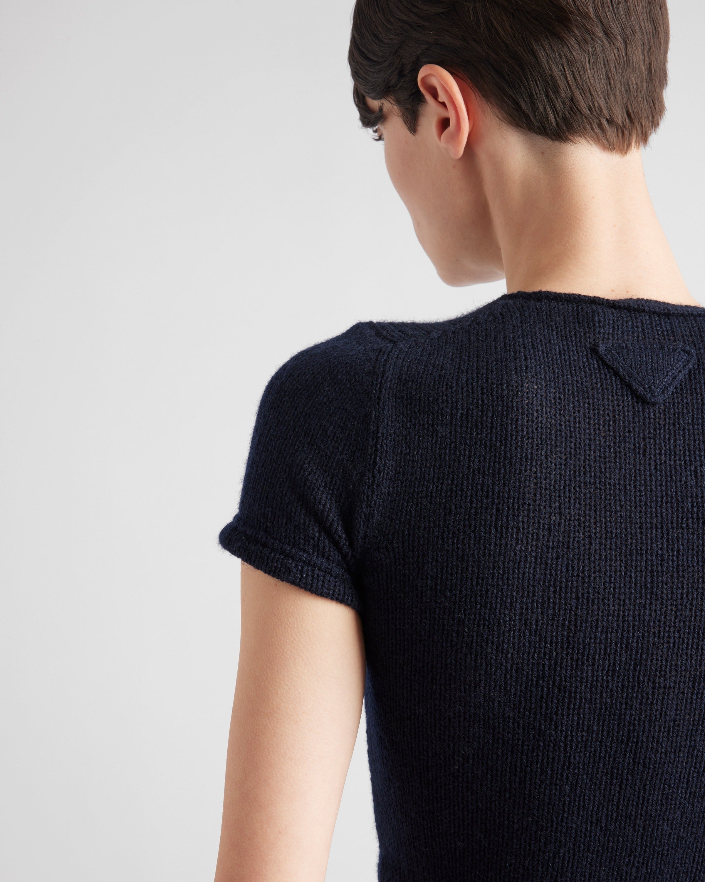 Short-sleeved cashmere sweater Navy