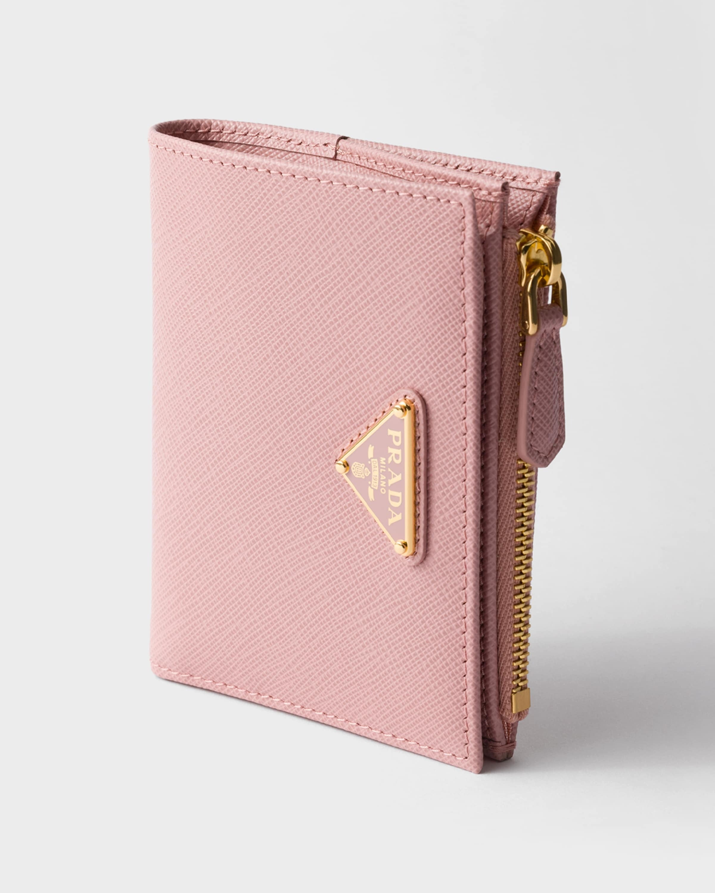 Small Saffiano leather wallet Peach