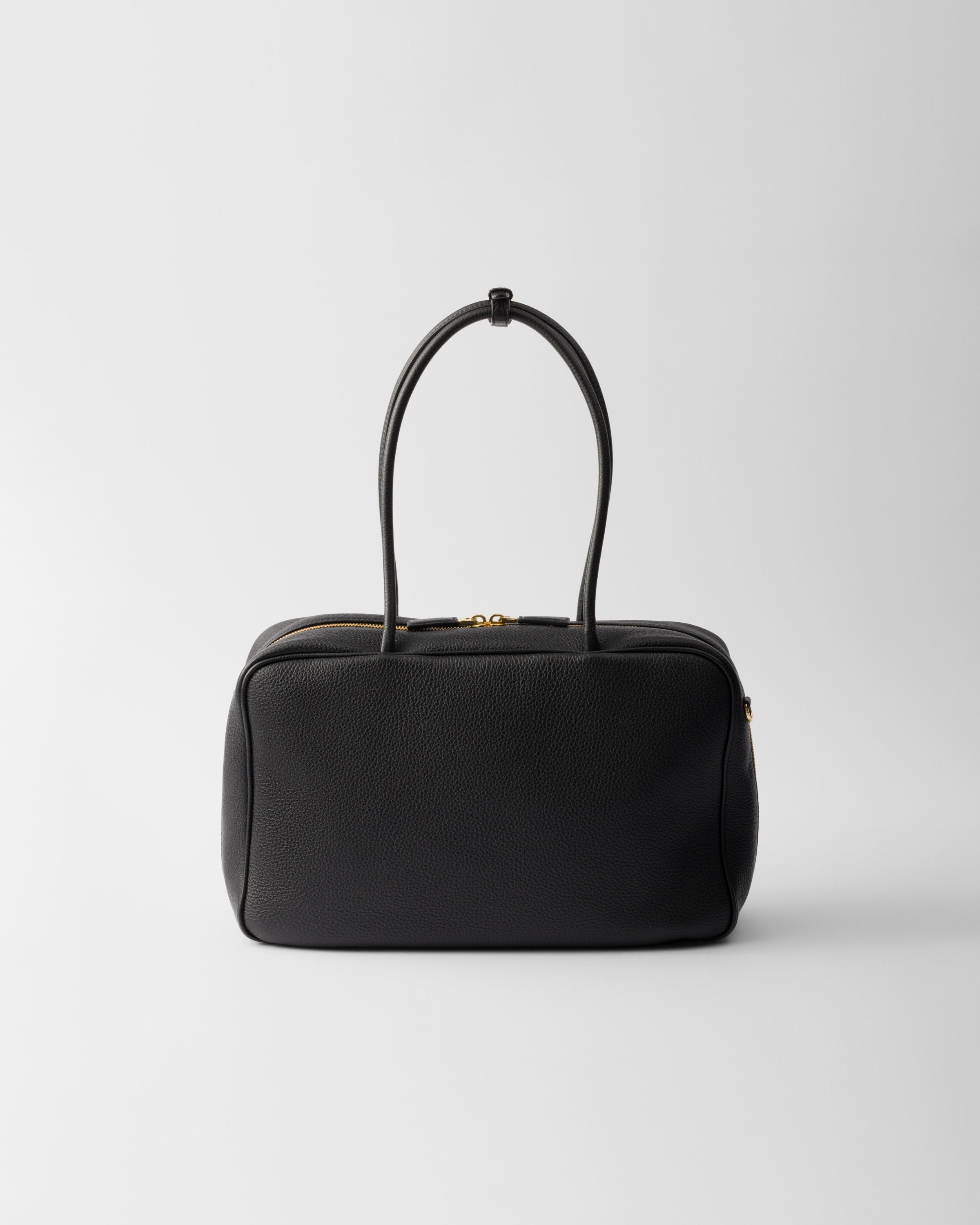 Large leather top-handle bag Black