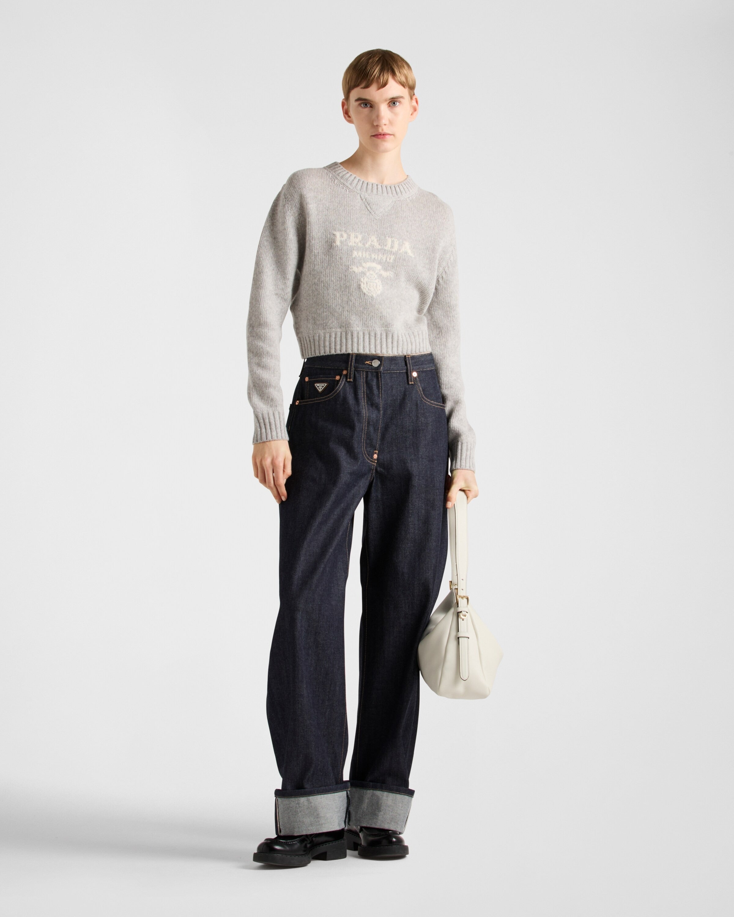 Wool and cashmere crew-neck sweater Marble Gray