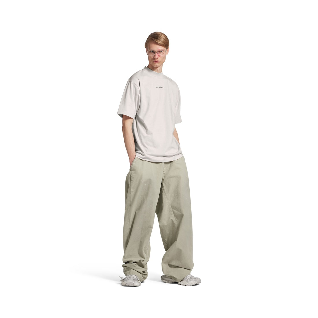 New Balenciaga Back T-shirt Medium Fit in Off White