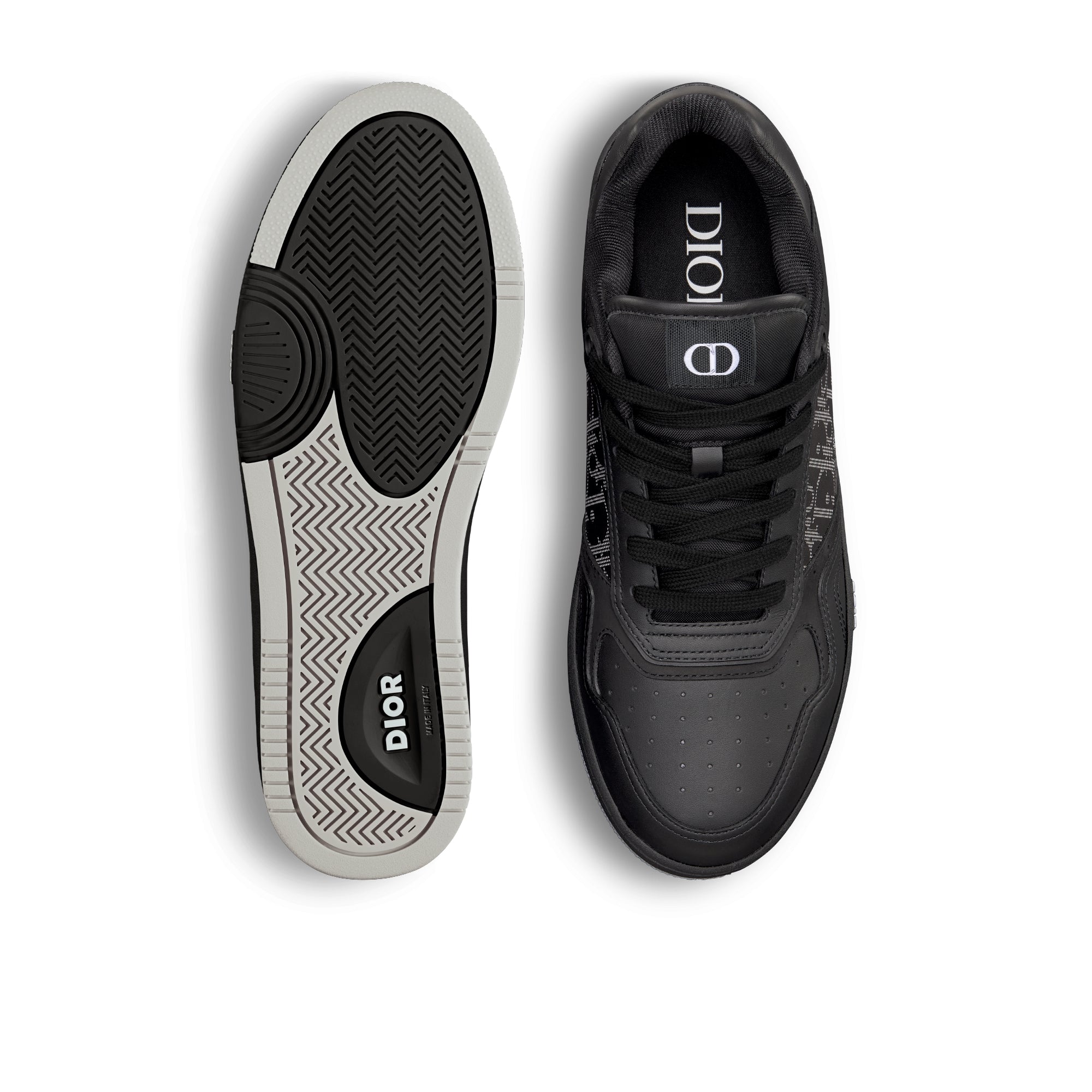 B27 Low-Top Sneaker - Black Smooth Calfskin, Black Suede and Black Dior Oblique Galaxy Leather