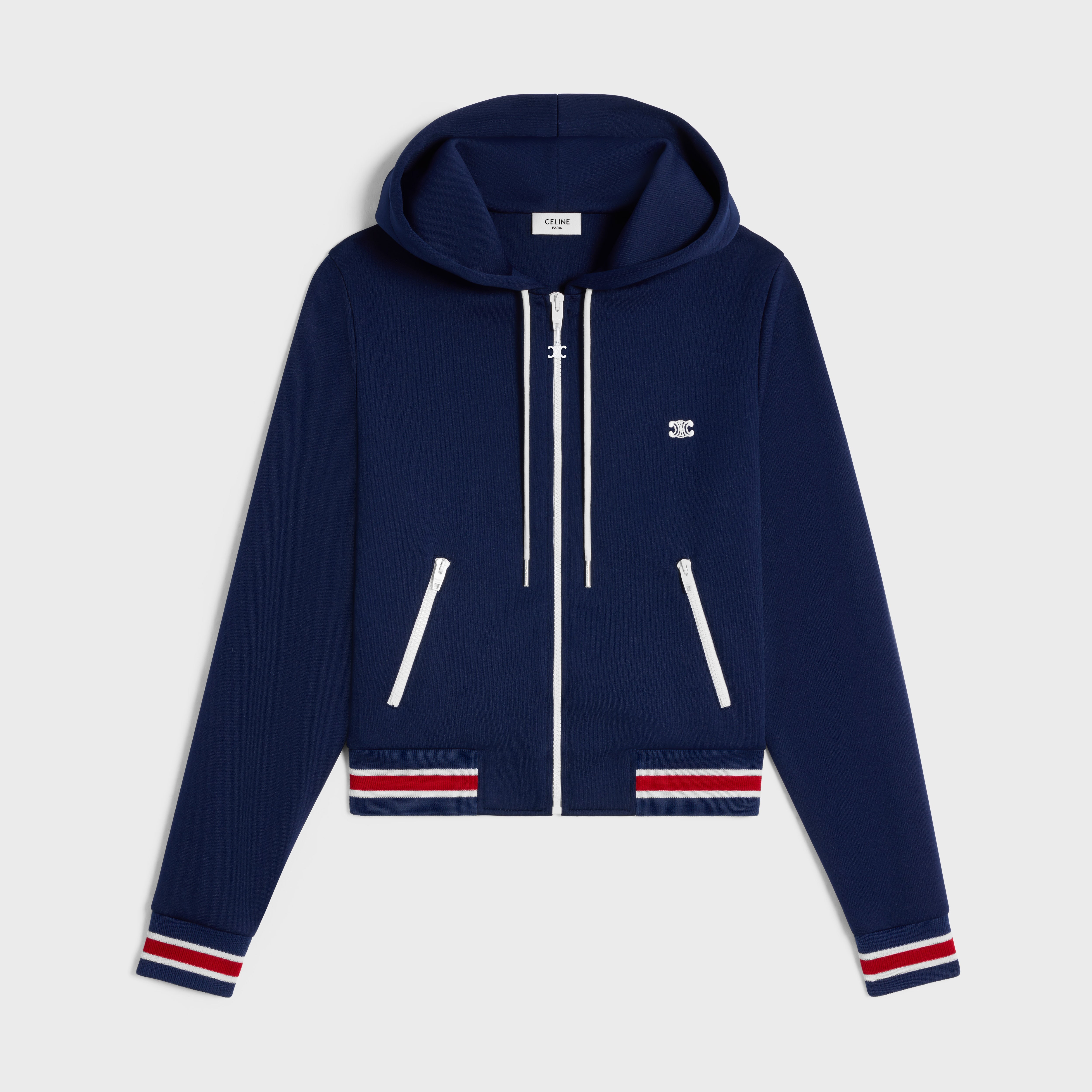 TRACKSUIT JACKET IN DOUBLE FACE JERSEY - NAVY / RED / OFF WHITE