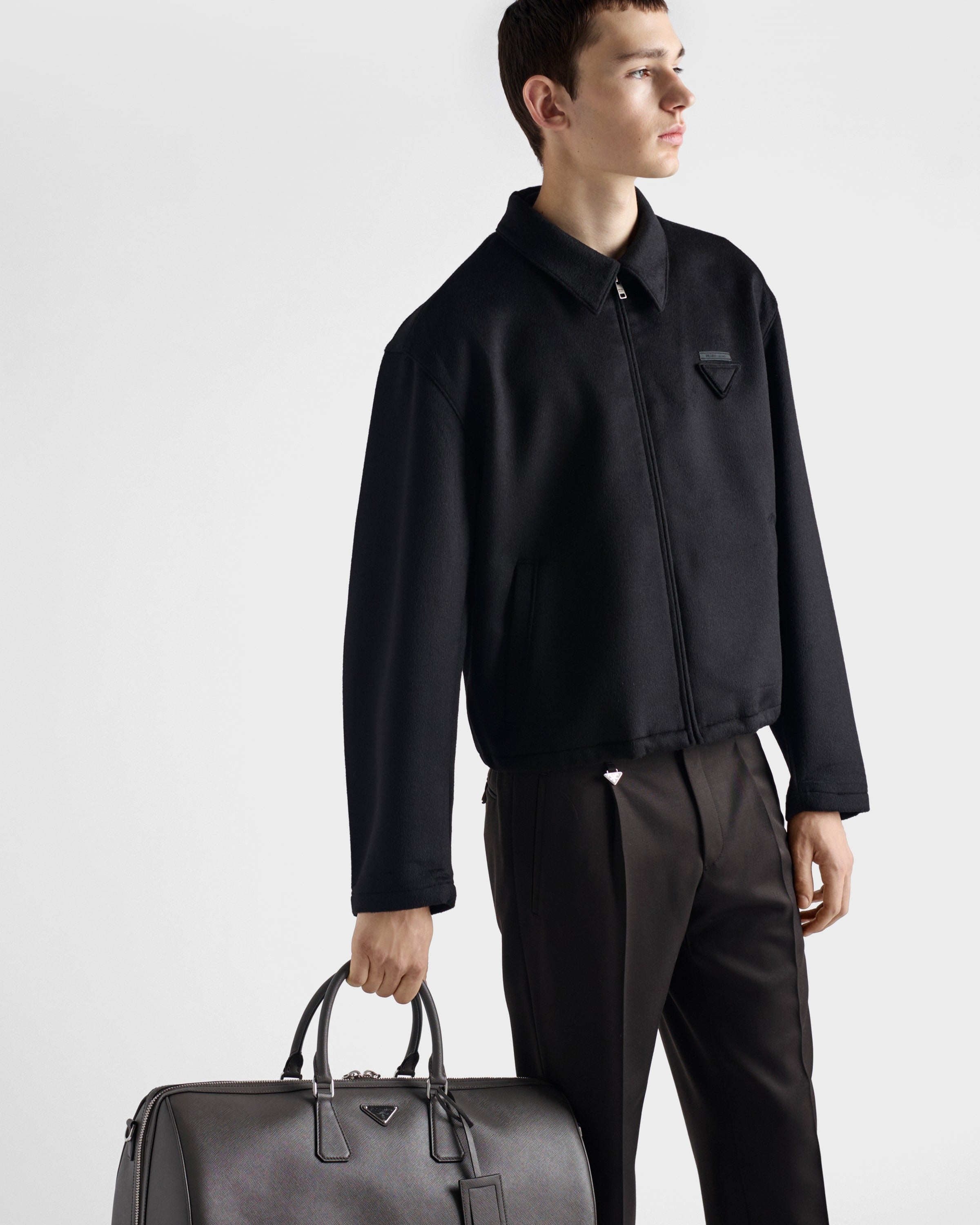 Wool and cashmere blouson jacket Black