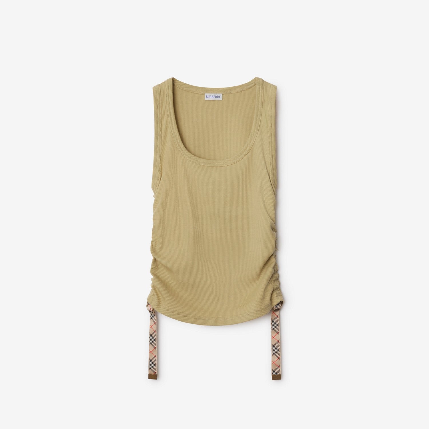 Check Trim Stretch Cotton Vest - Hemlock