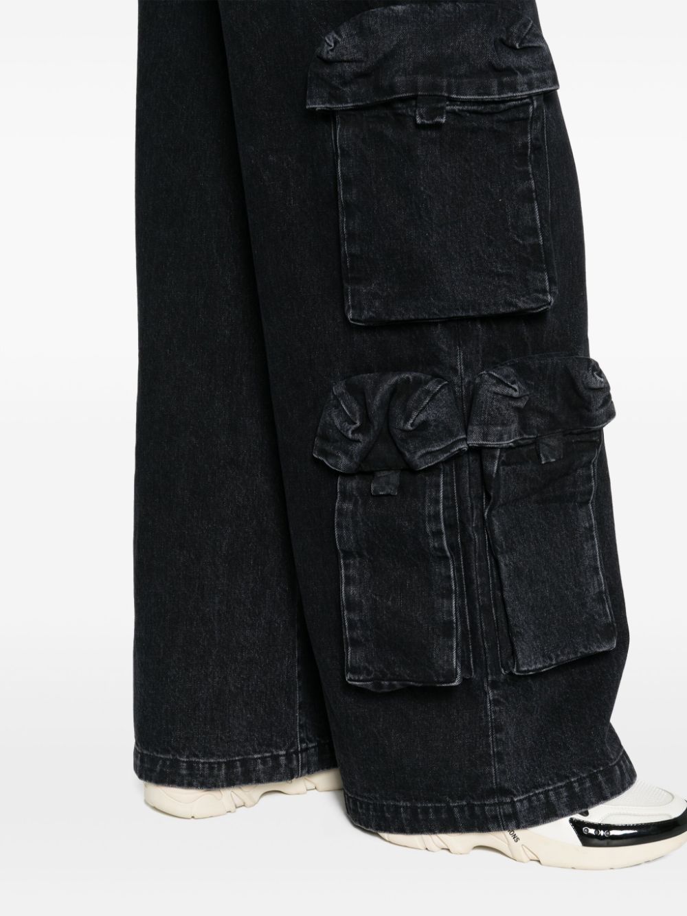 Monogram-plaque wide-leg jeans