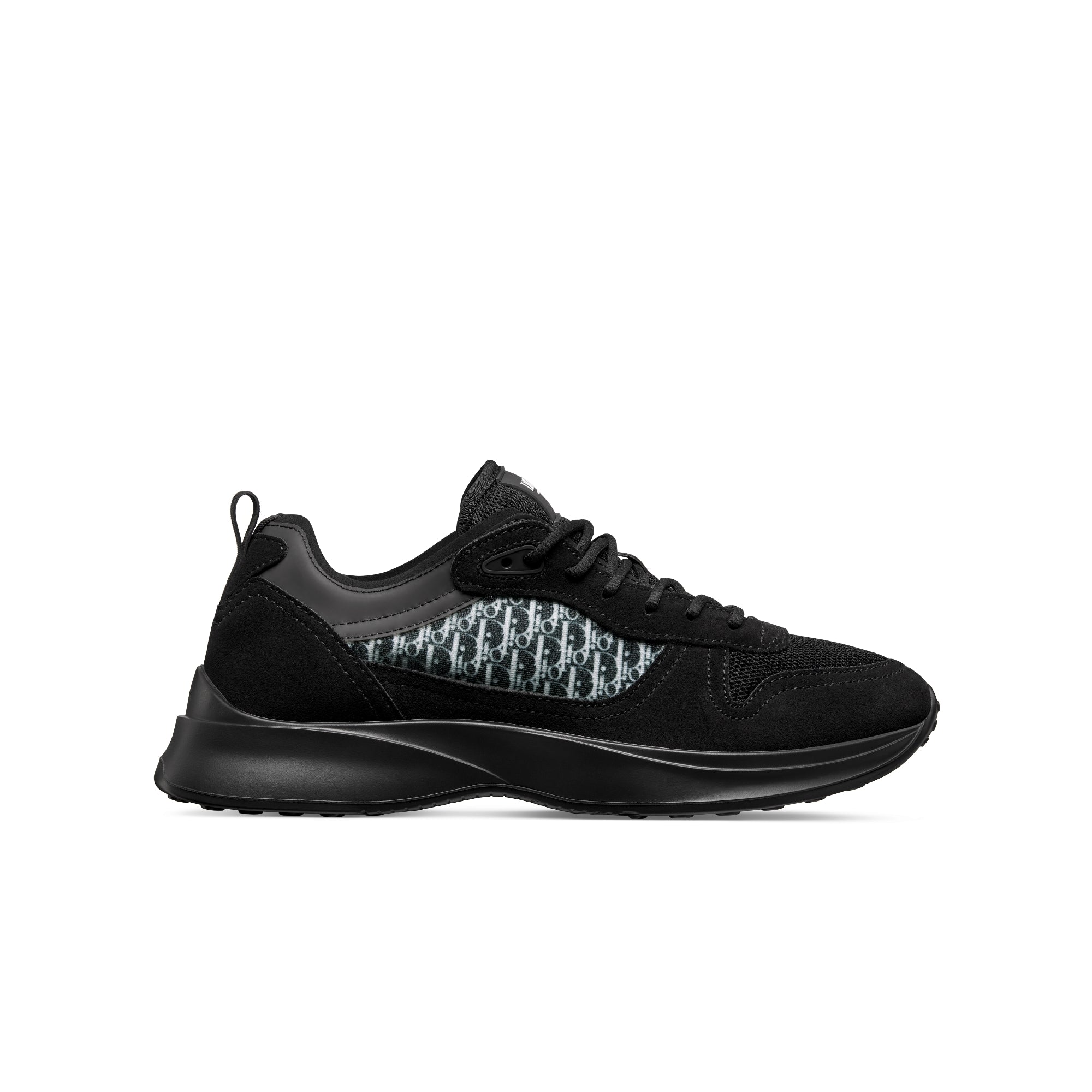 B25 Runner Sneaker - Black Suede and Technical Mesh with Black and White Dior Oblique Canvas