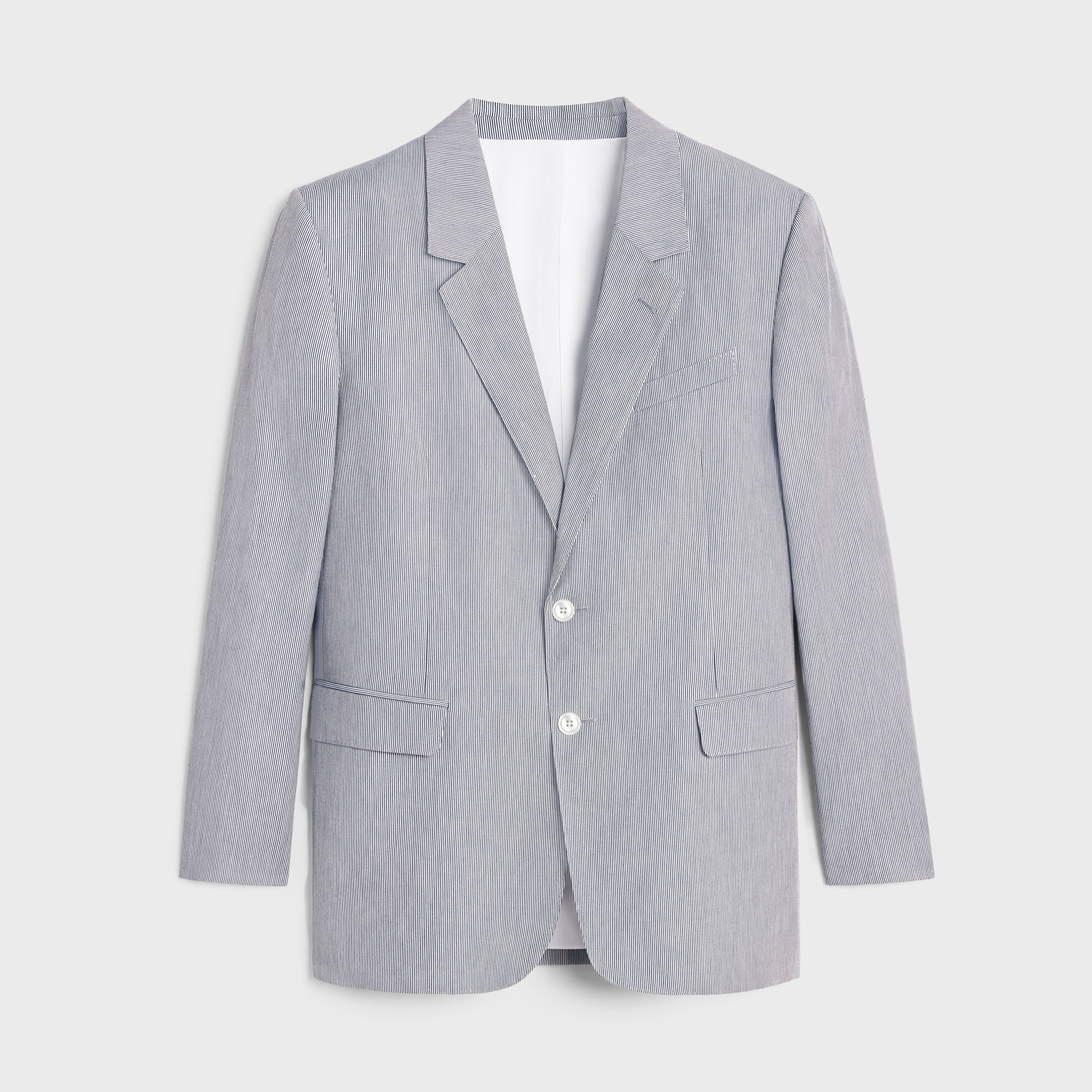 JUDE JACKET IN STRIPED COTTON - BLANC/BLEU NAVY