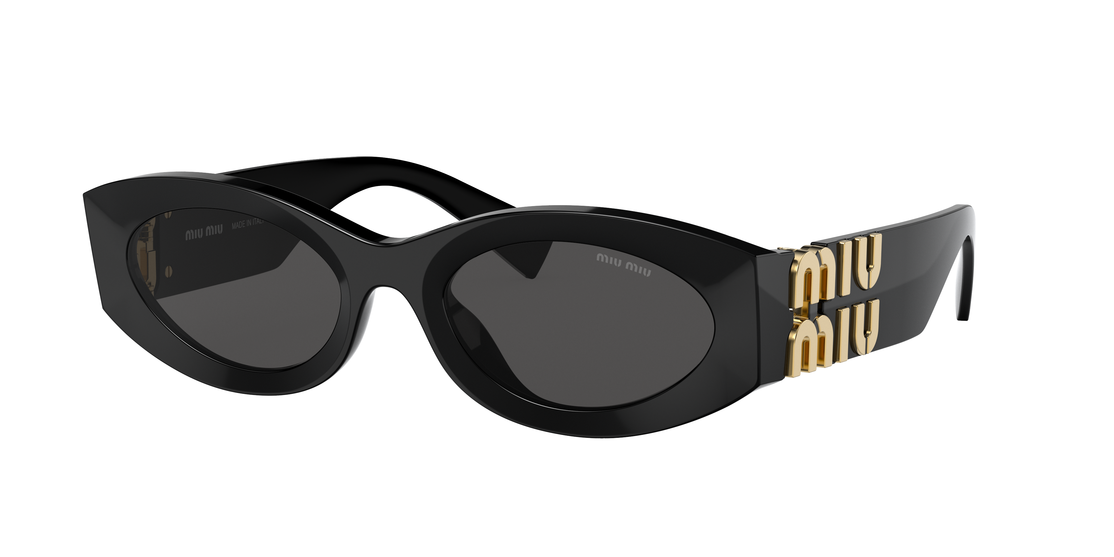 MIU MIU MU 11WS Black - Women Luxury Sunglasses, Dark Grey Lens