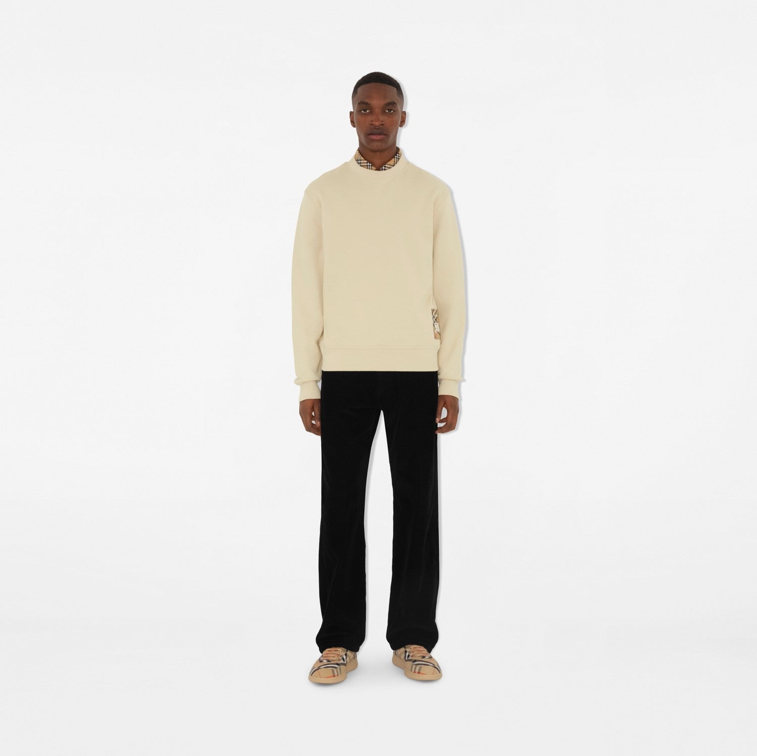 Check Label Cotton Sweatshirt - Nutmeg