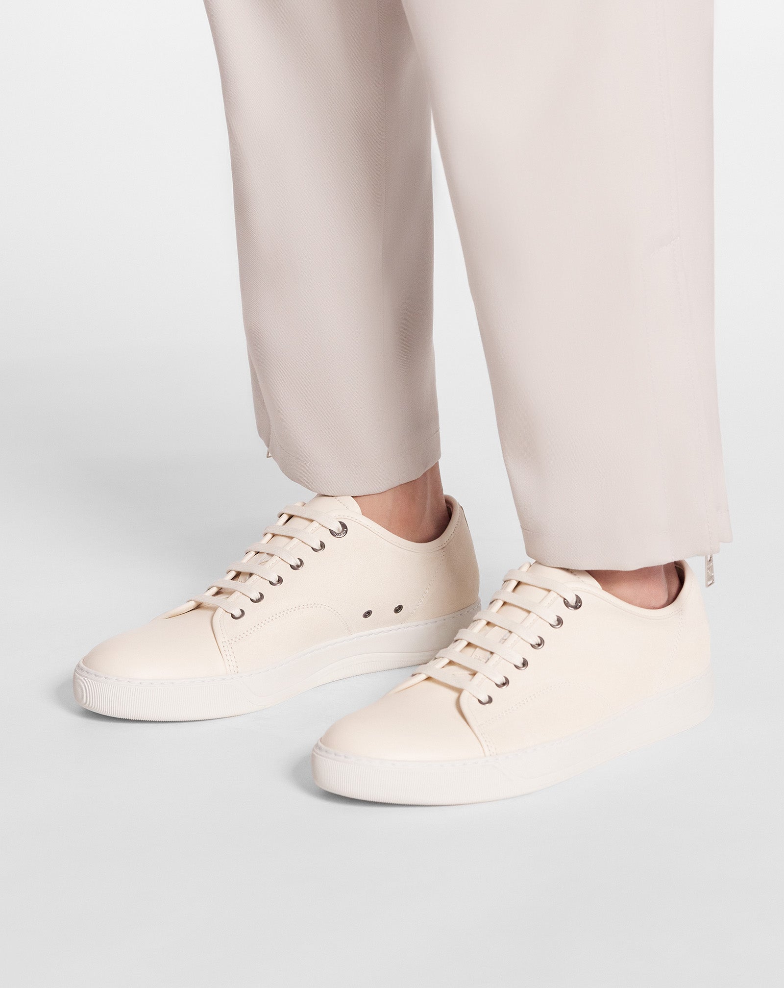 DBB1 LEATHER AND SUEDE SNEAKERS - CREAM