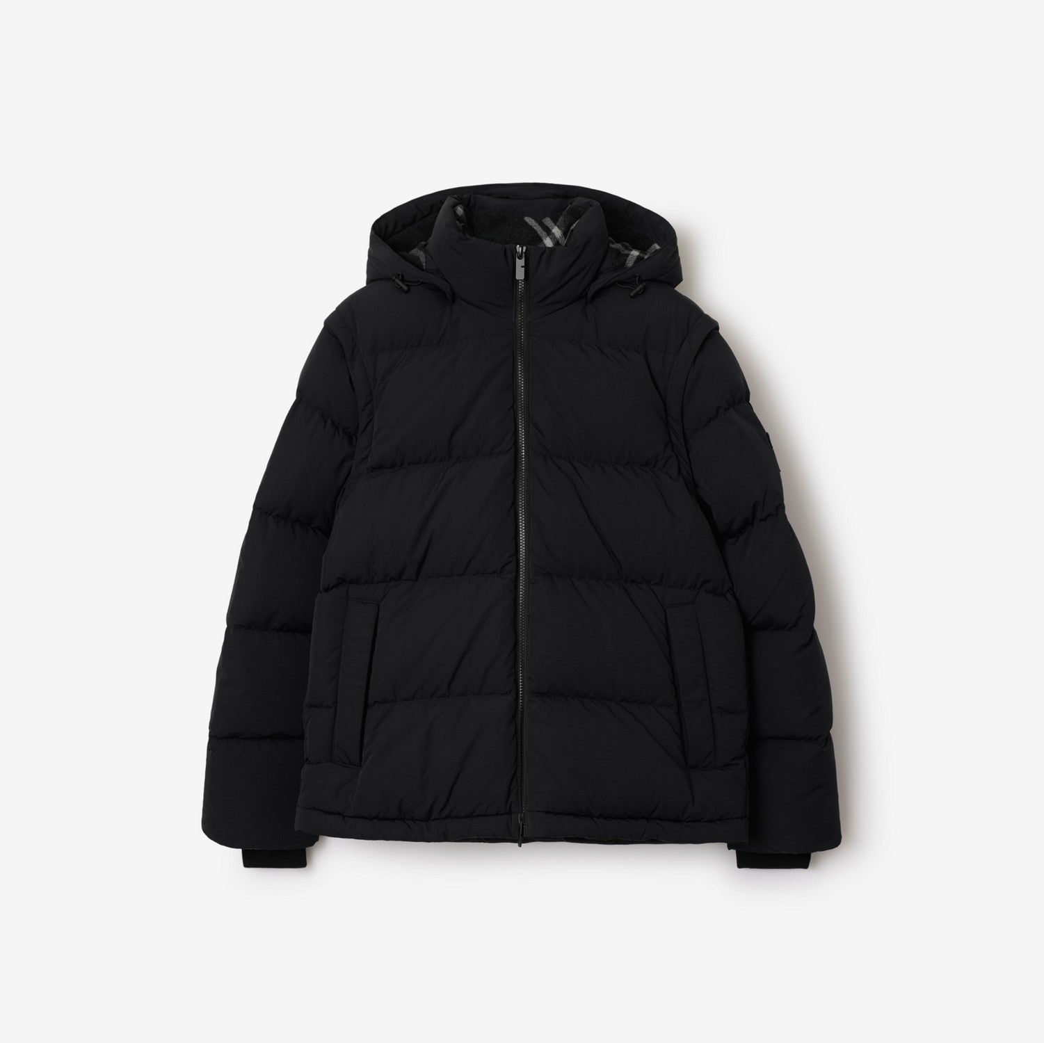 Detachable Sleeve Nylon Puffer Jacket - Black/charcoal