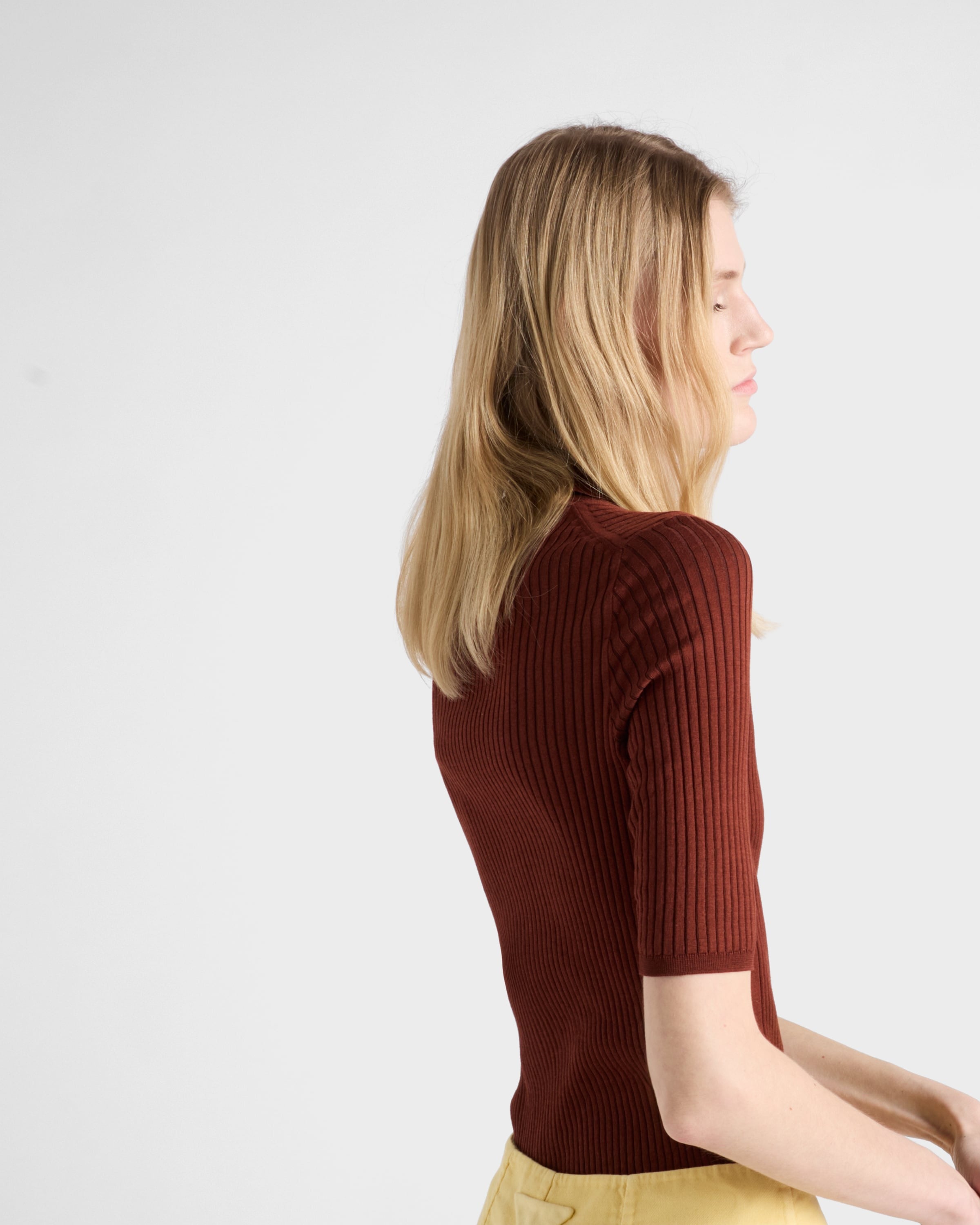 Cotton polo sweater Rust