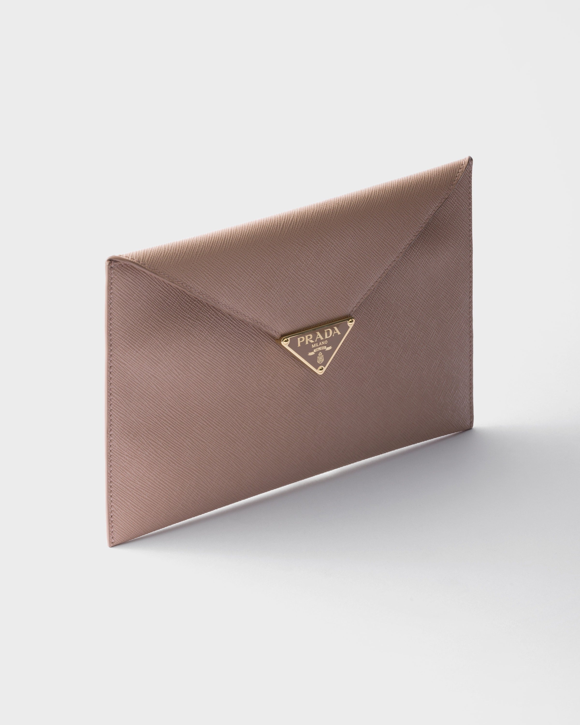 Saffiano leather envelope clutch Powder Pink