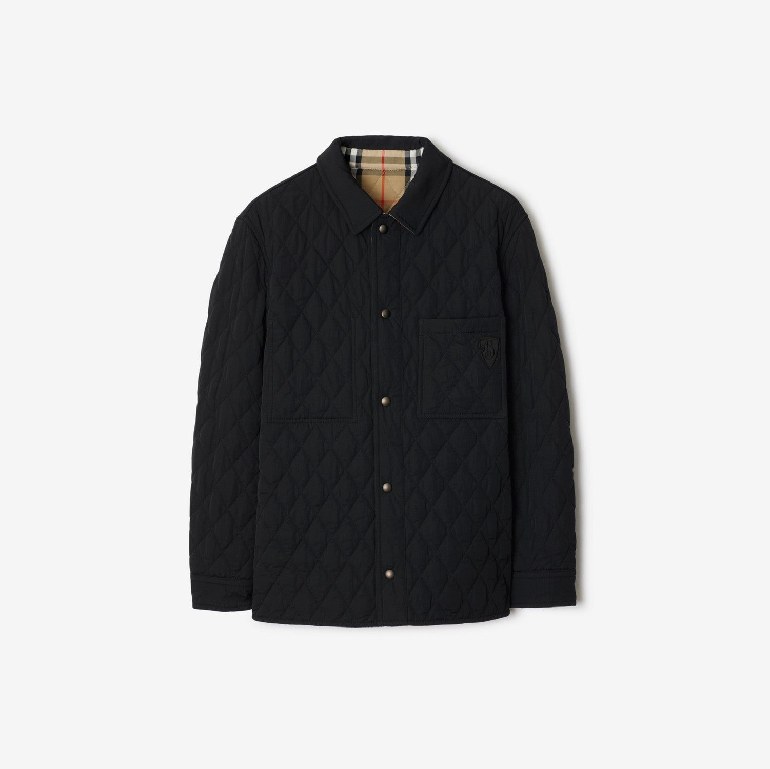 Reversible Quilted Nylon Overshirt - Black/sand