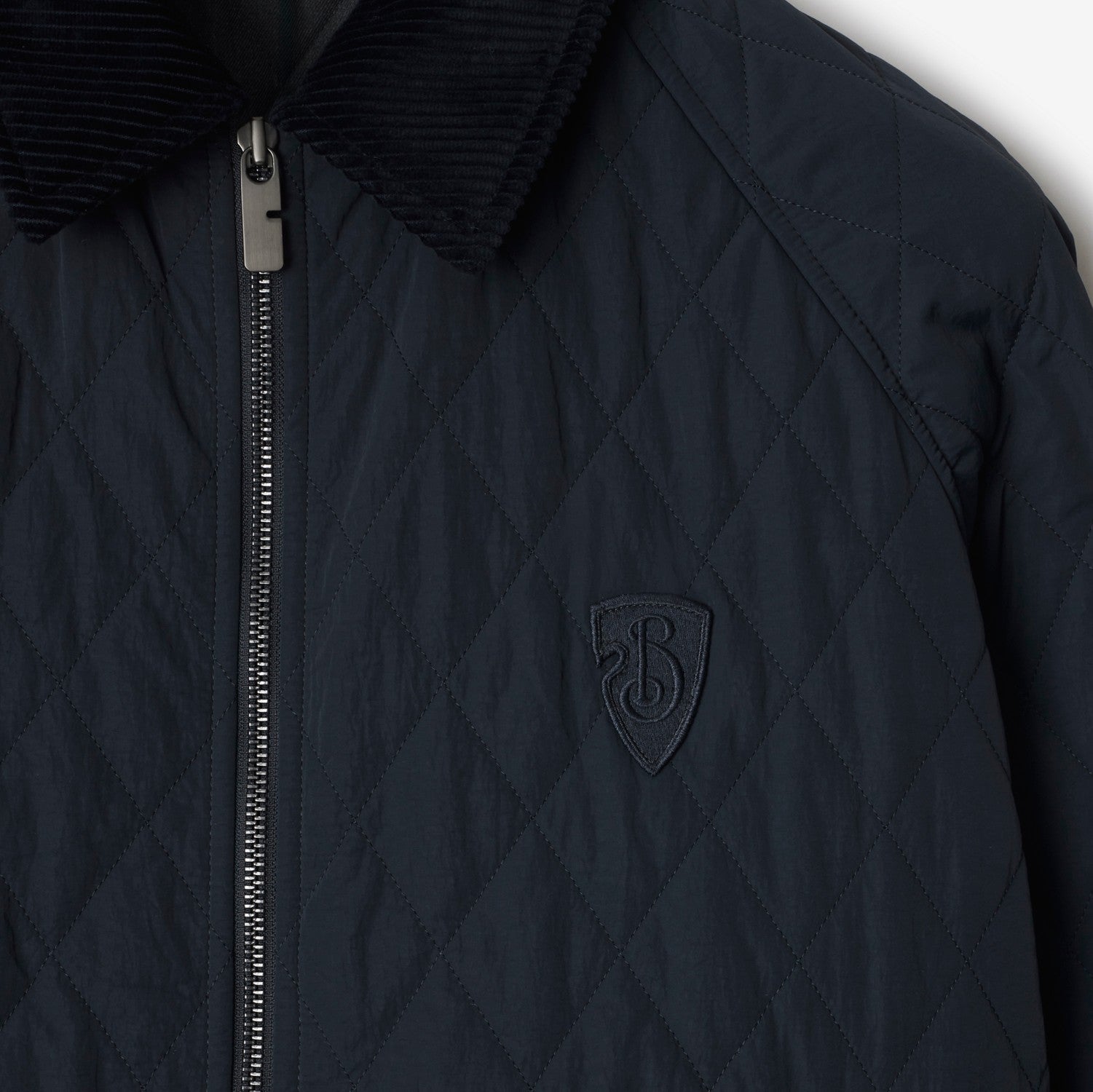 Quilted Nylon Jacket - Navy/charcoal melange